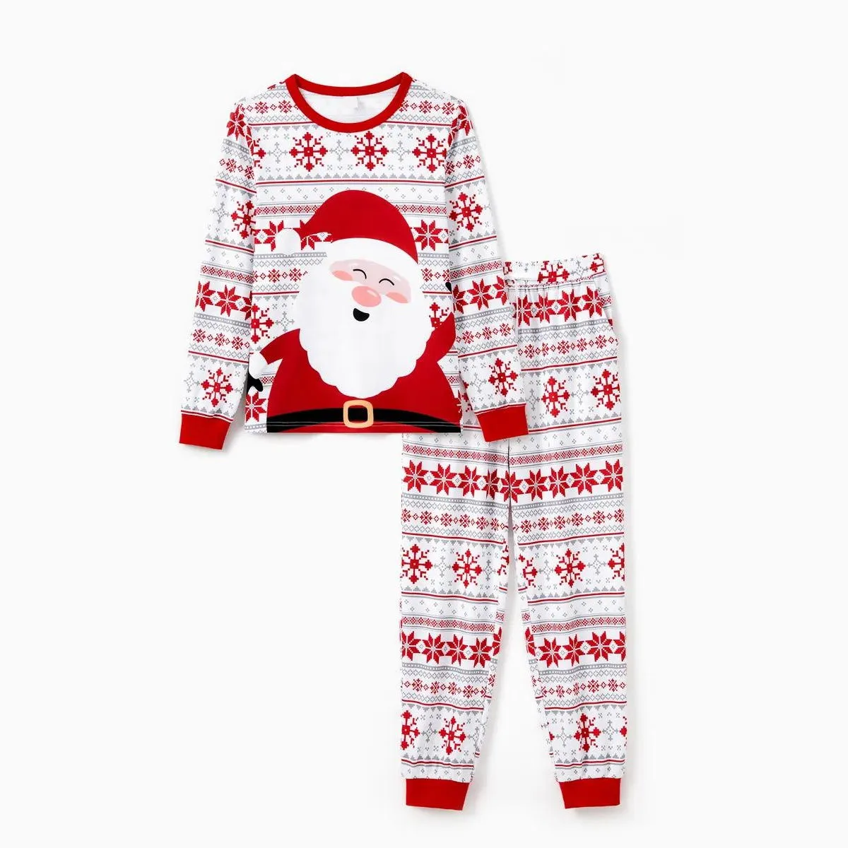 Santa Claus Pajamas for Family Father Santa Hat Belt Snowflake Print