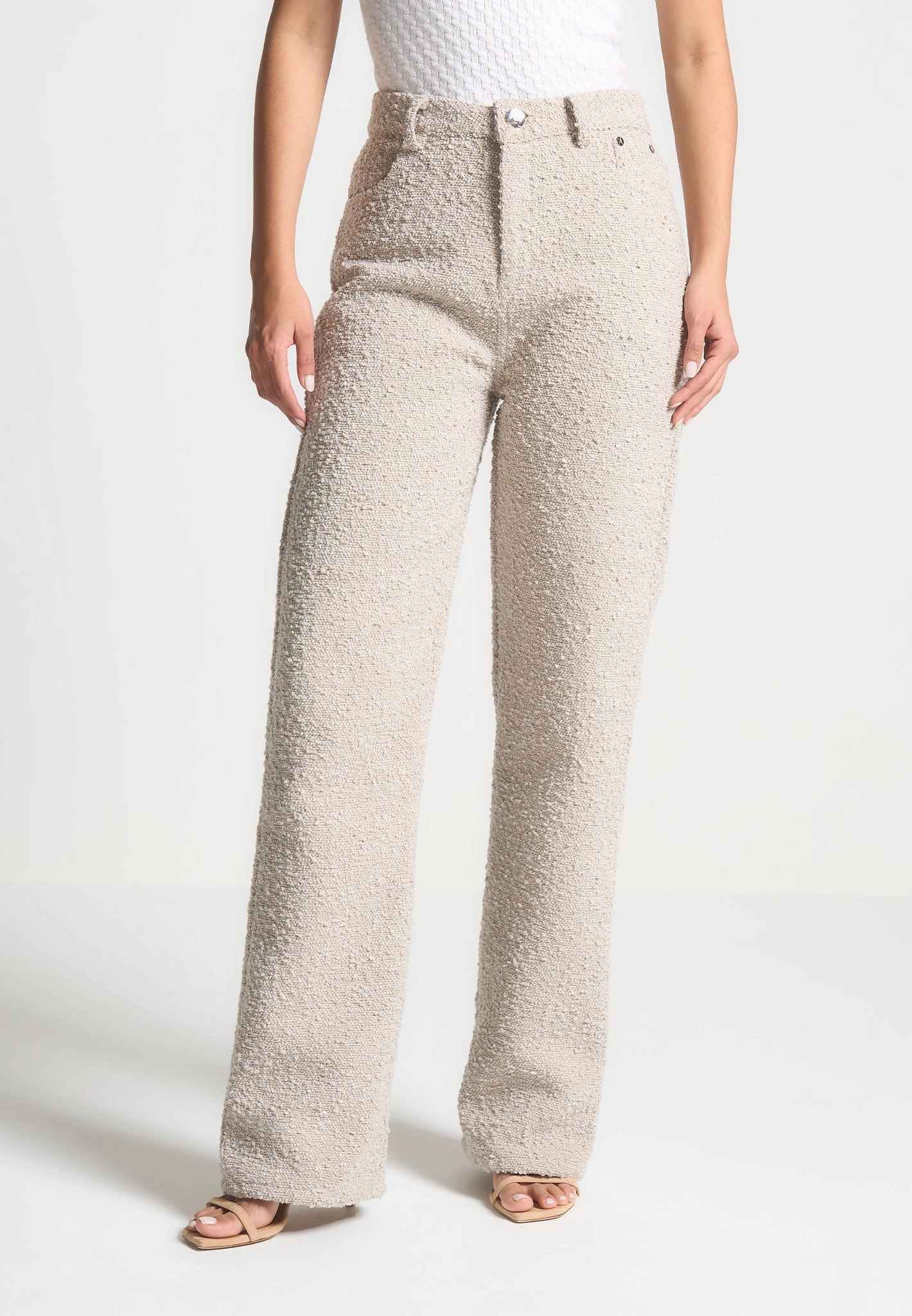 Chill Style Sara - Boucle Straight Leg Jeans - Beige