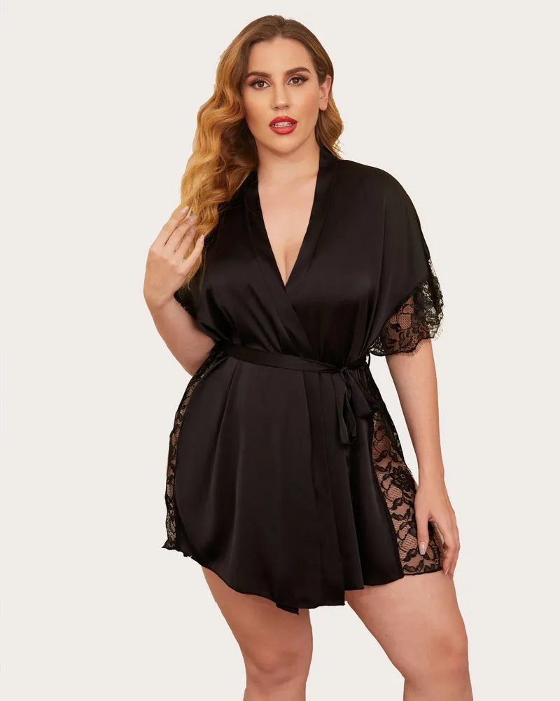 Satin Eyelash Lace Kimono