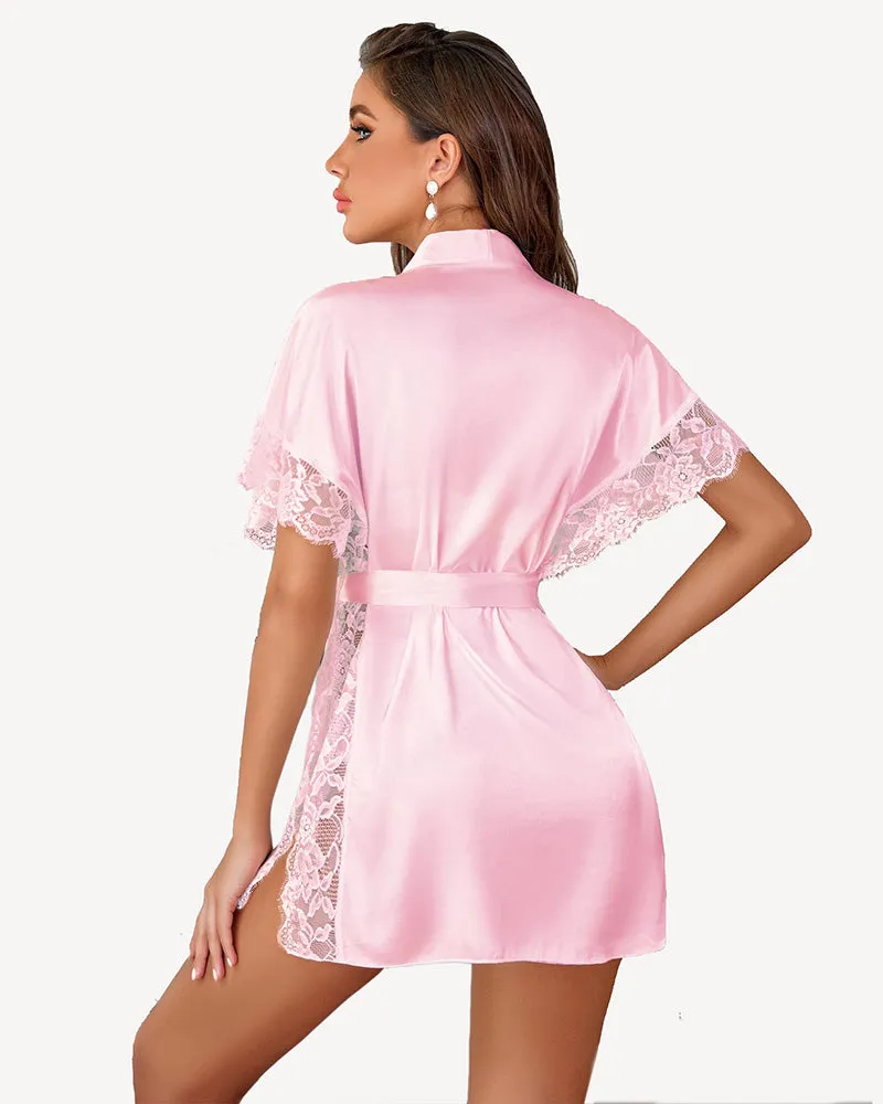 Satin Eyelash Lace Kimono