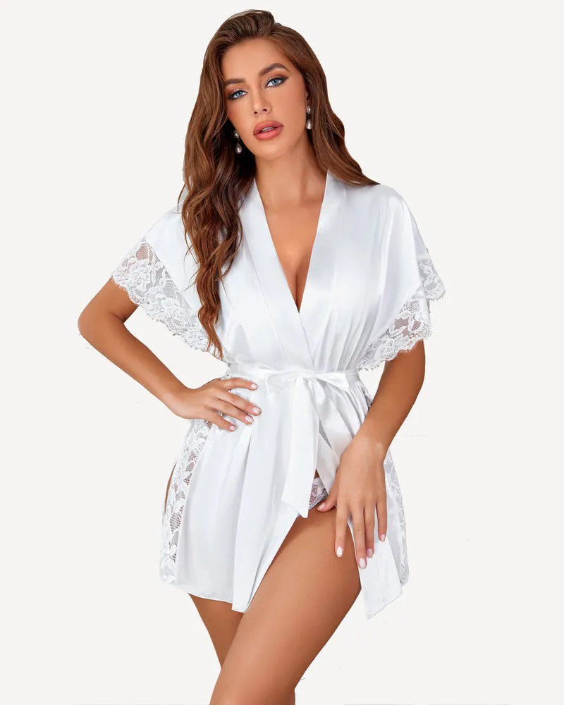 Satin Eyelash Lace Kimono