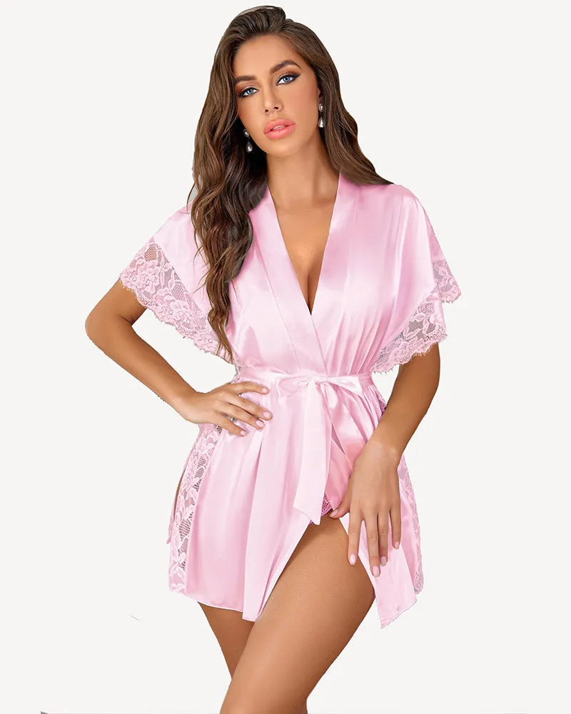 Satin Eyelash Lace Kimono