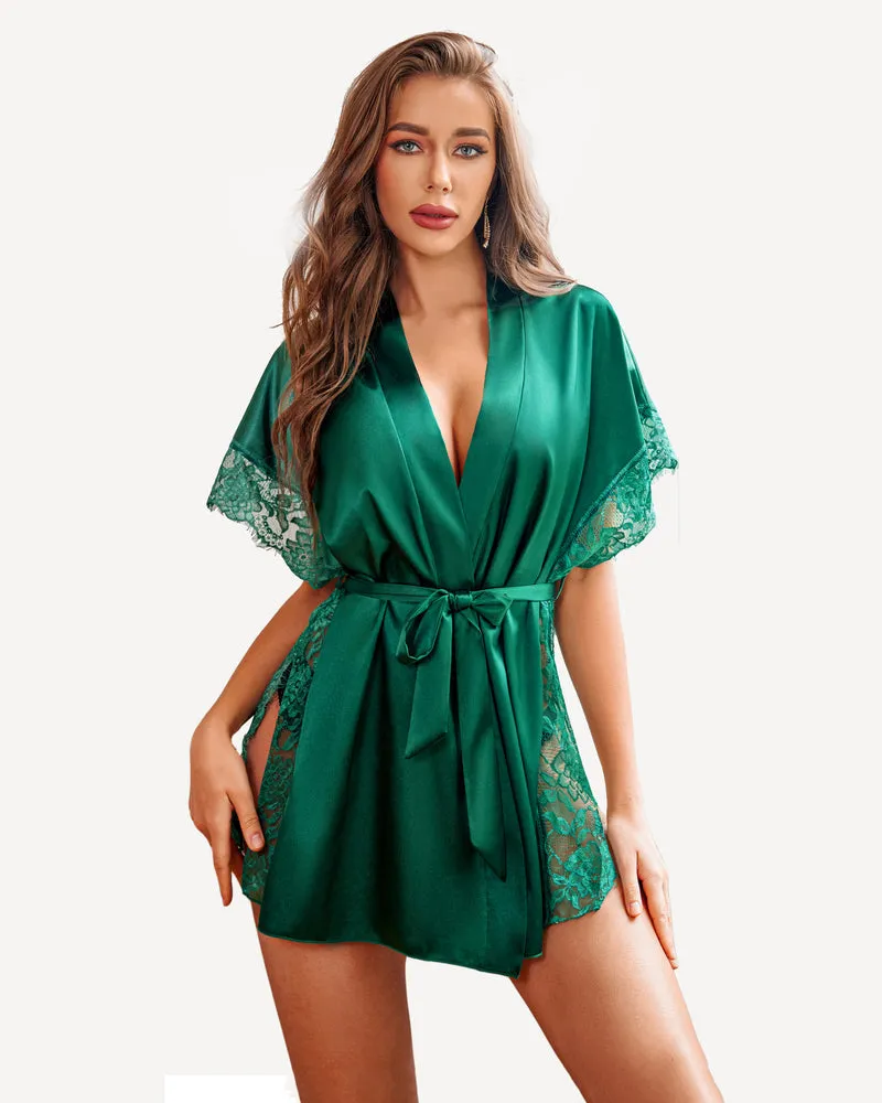 Satin Eyelash Lace Kimono