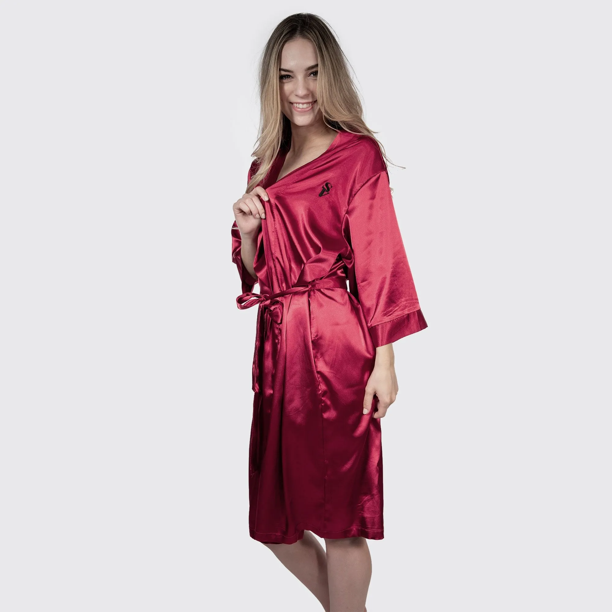 Satin Robe - Crimson