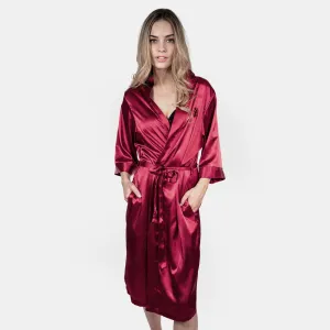 Satin Robe - Crimson