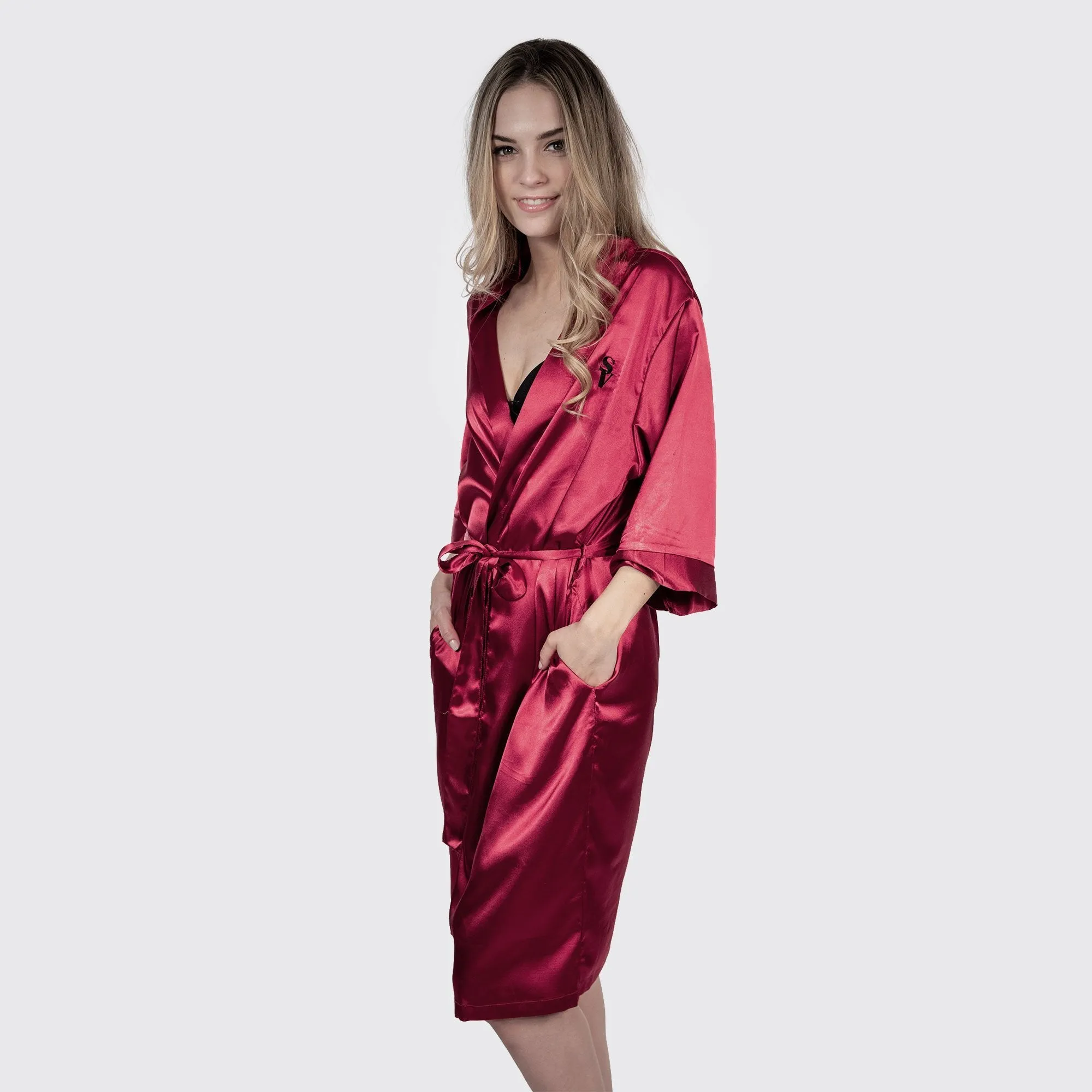 Satin Robe - Crimson