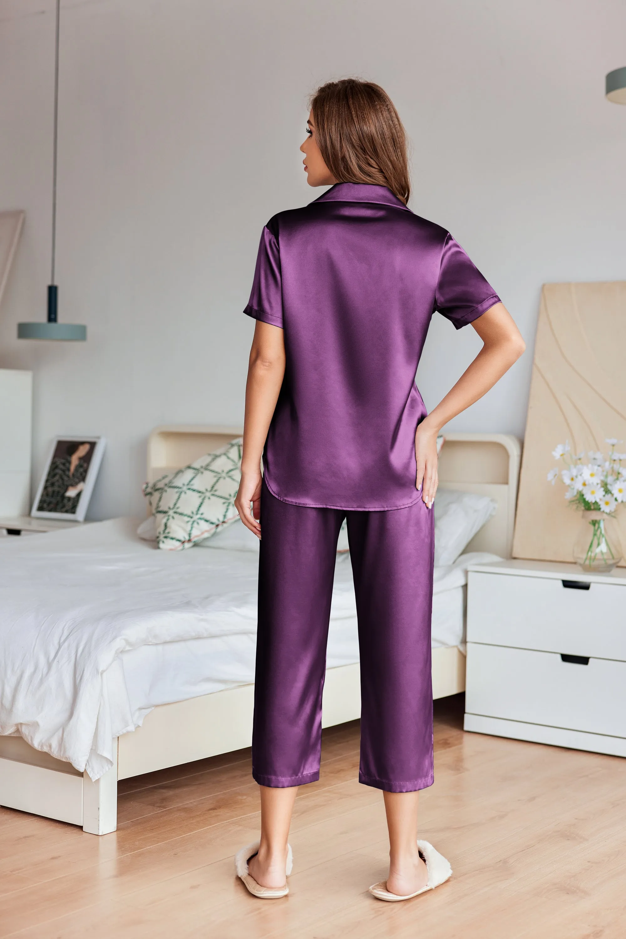 Satin Short Sleeve Pajama Set (US Only)