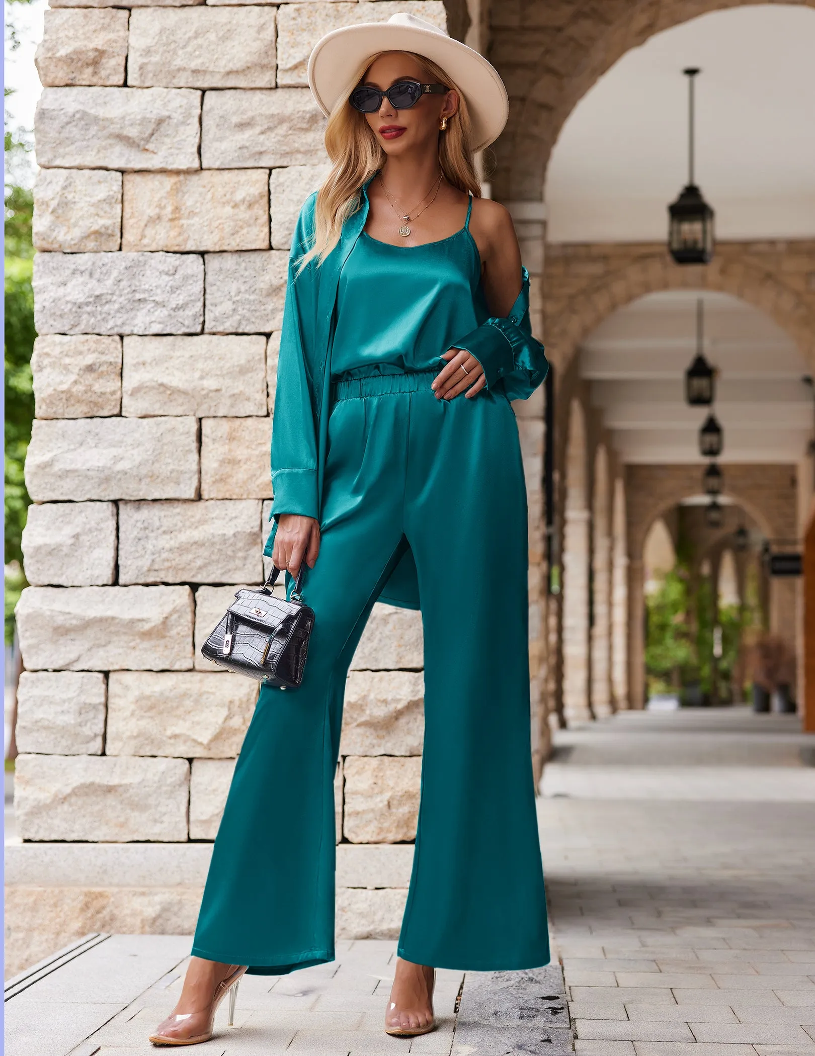 Satin Silk 3-Piece Lounge Set (US Only)