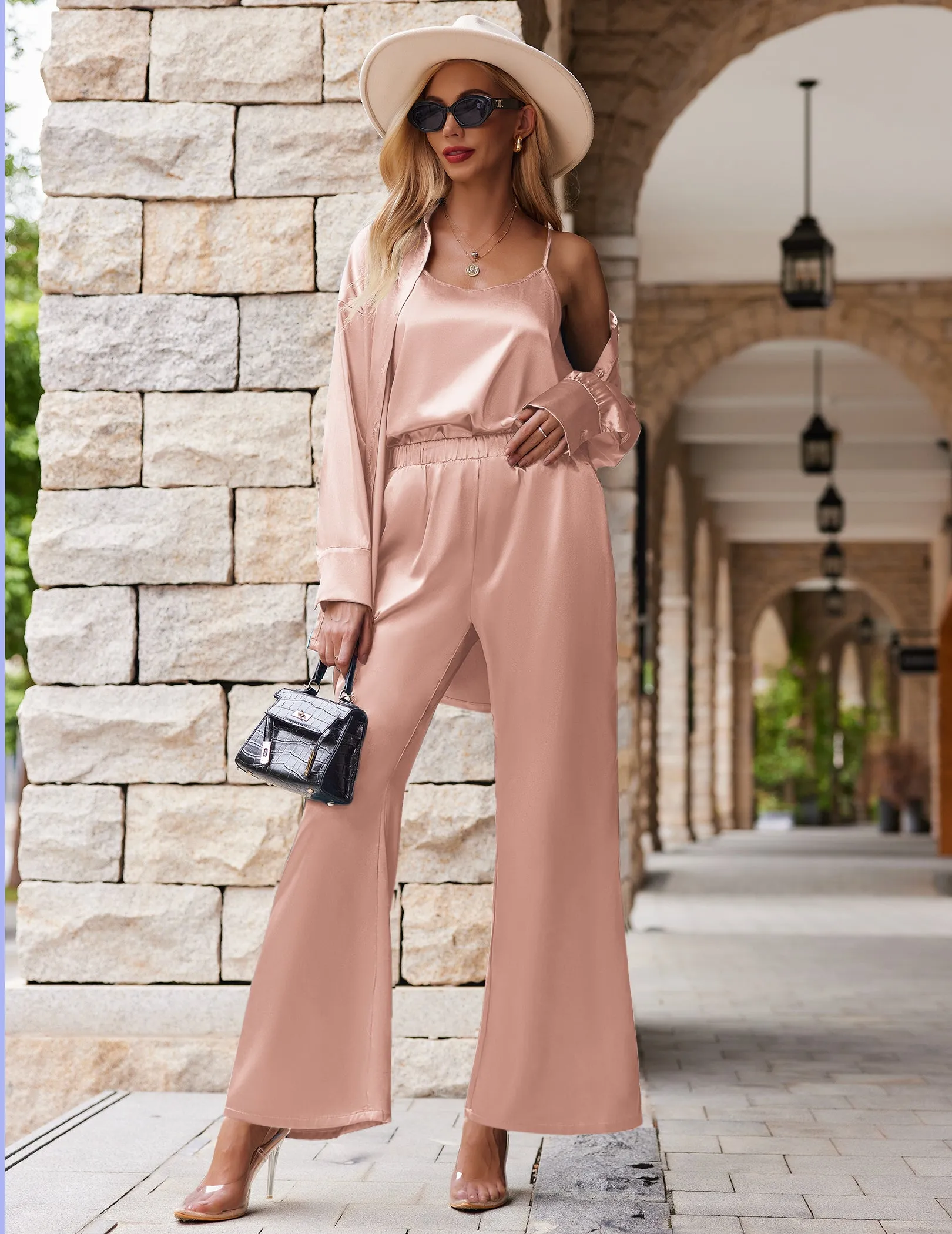 Satin Silk 3-Piece Lounge Set (US Only)
