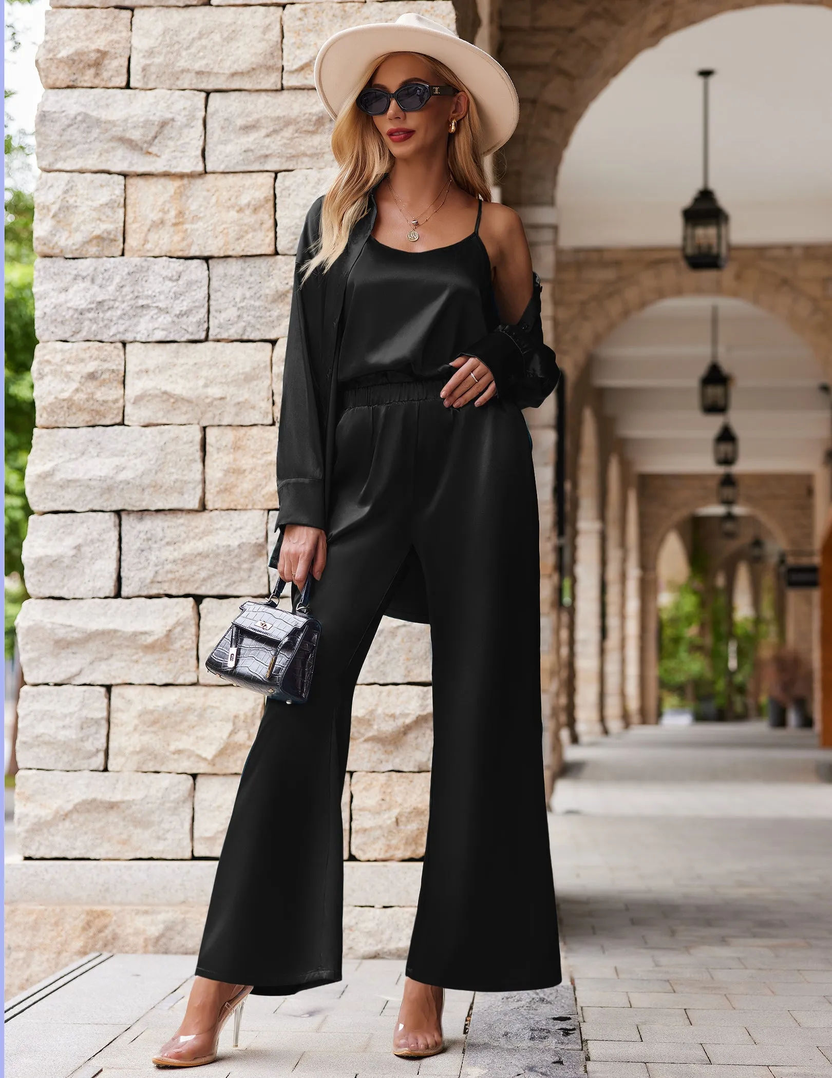Satin Silk 3-Piece Lounge Set (US Only)