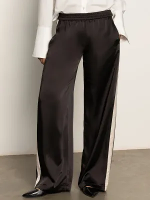 Contrast Trim Movement Ready Satin Track Pant Black
