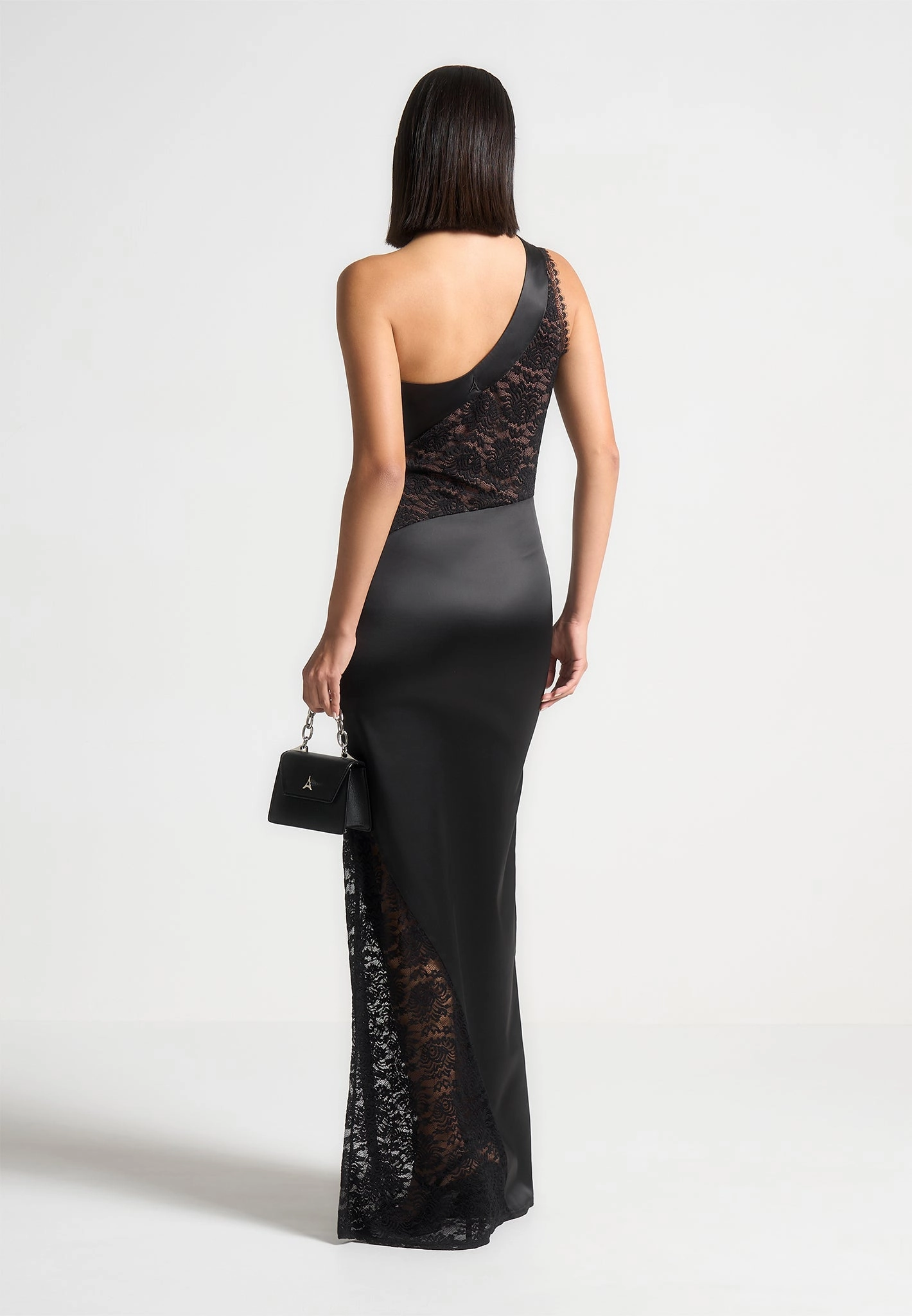 Satin and Lace Midaxi Dress - Black Nordic Calm Layered Texture