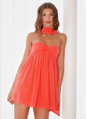 Essential Layer Playful Cut Saturn Mini Dress - Coral