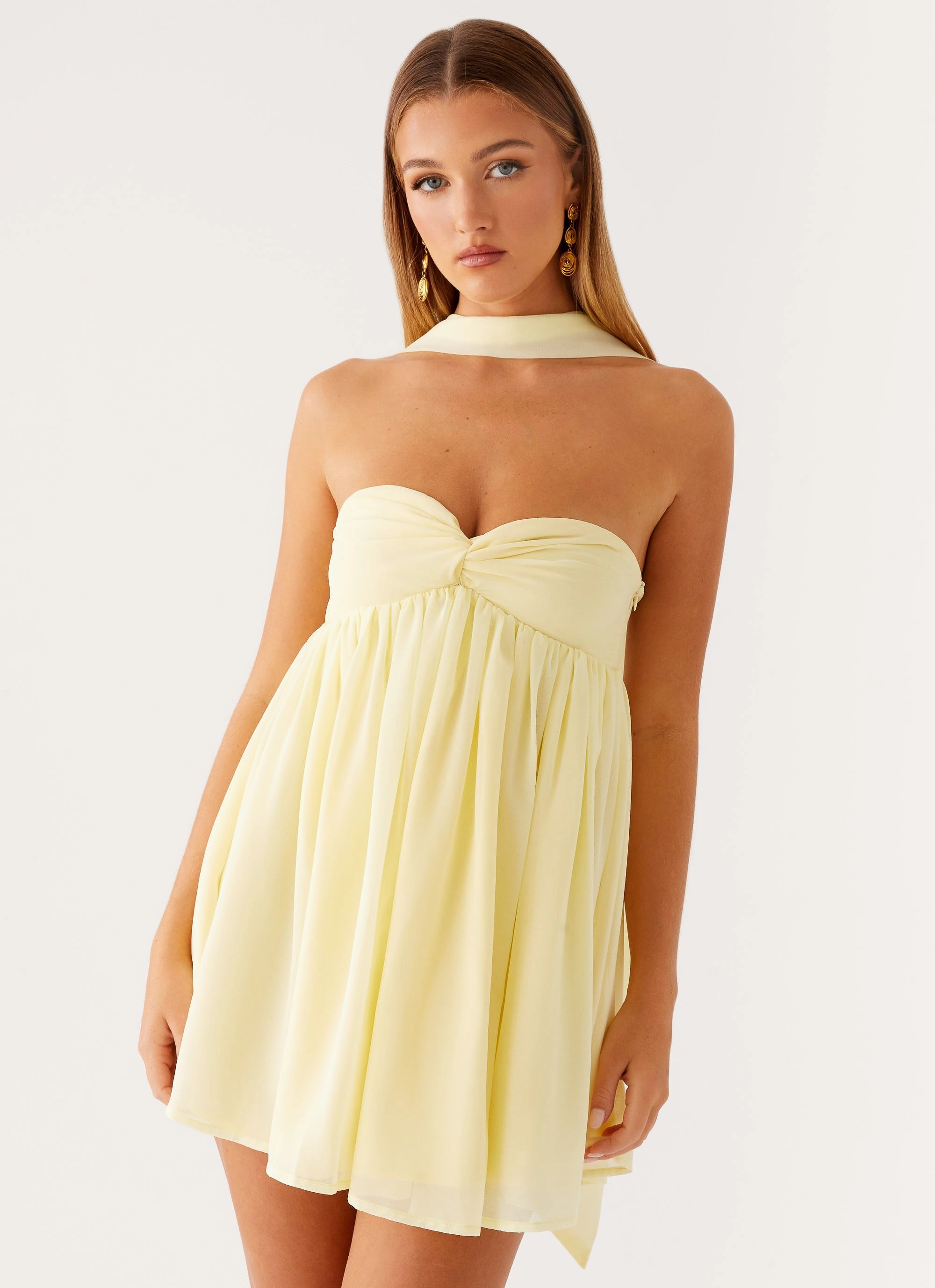 Chill Tones Minimalist Trim Saturn Mini Dress - Yellow