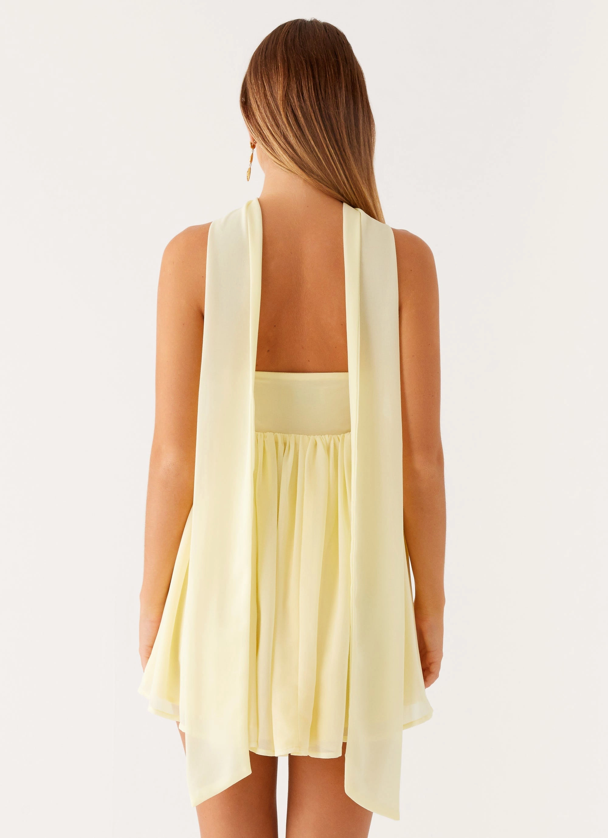 Quilted Texture Ruching Details Saturn Mini Dress - Yellow