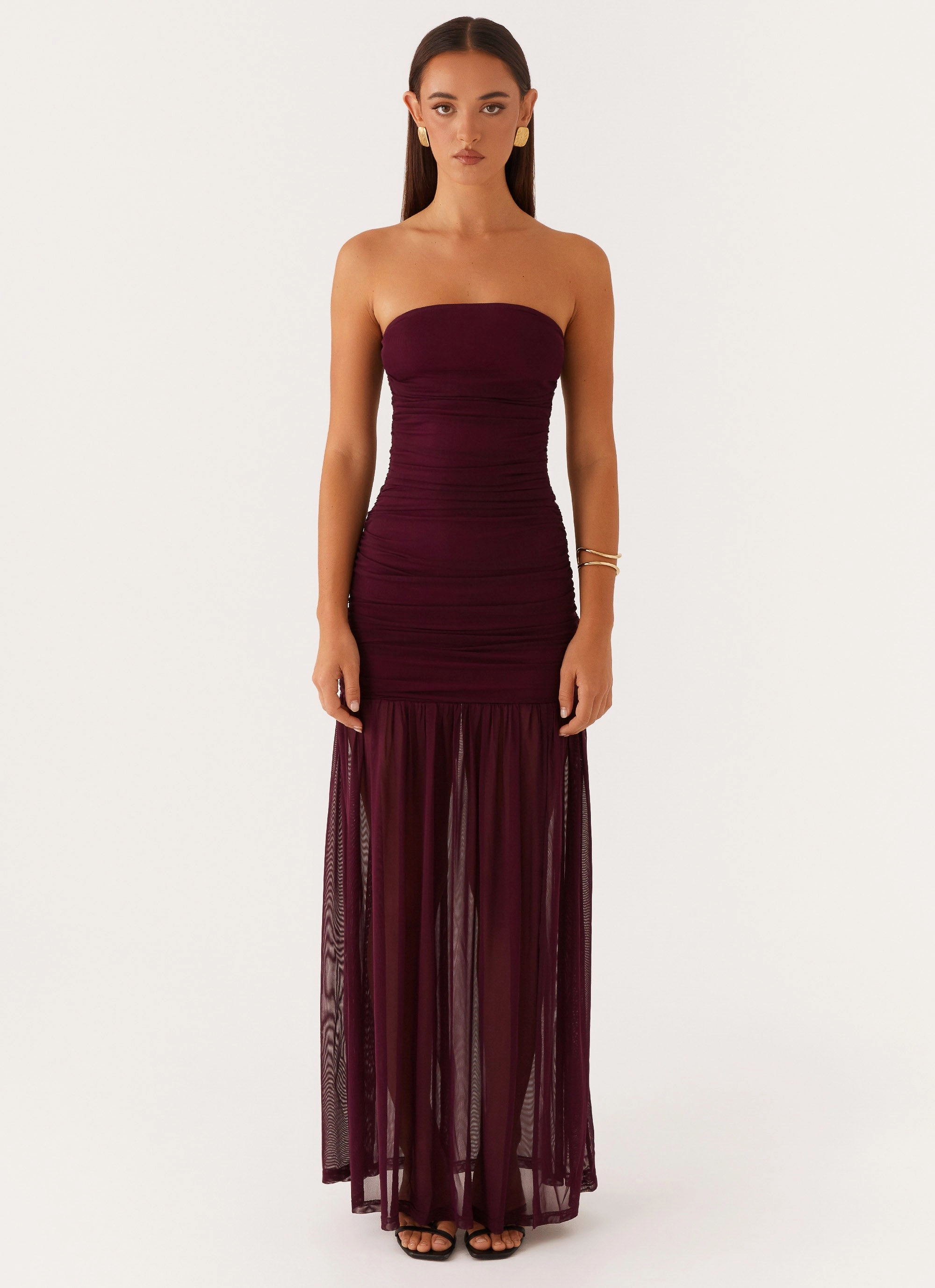 Tassel-Detail Flutter-Sleeve Savaya Maxi Dress - Mulberry