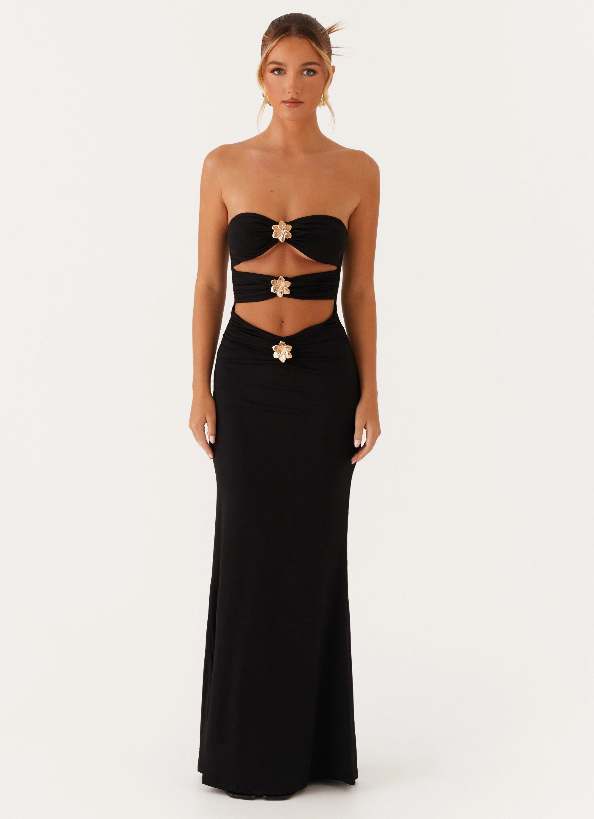 Save Me Maxi Dress - Black Subtle Drape