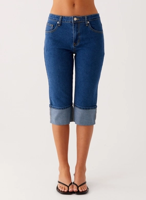 Saylor Denim Capri Jeans - Indigo Neutral Autumn Days