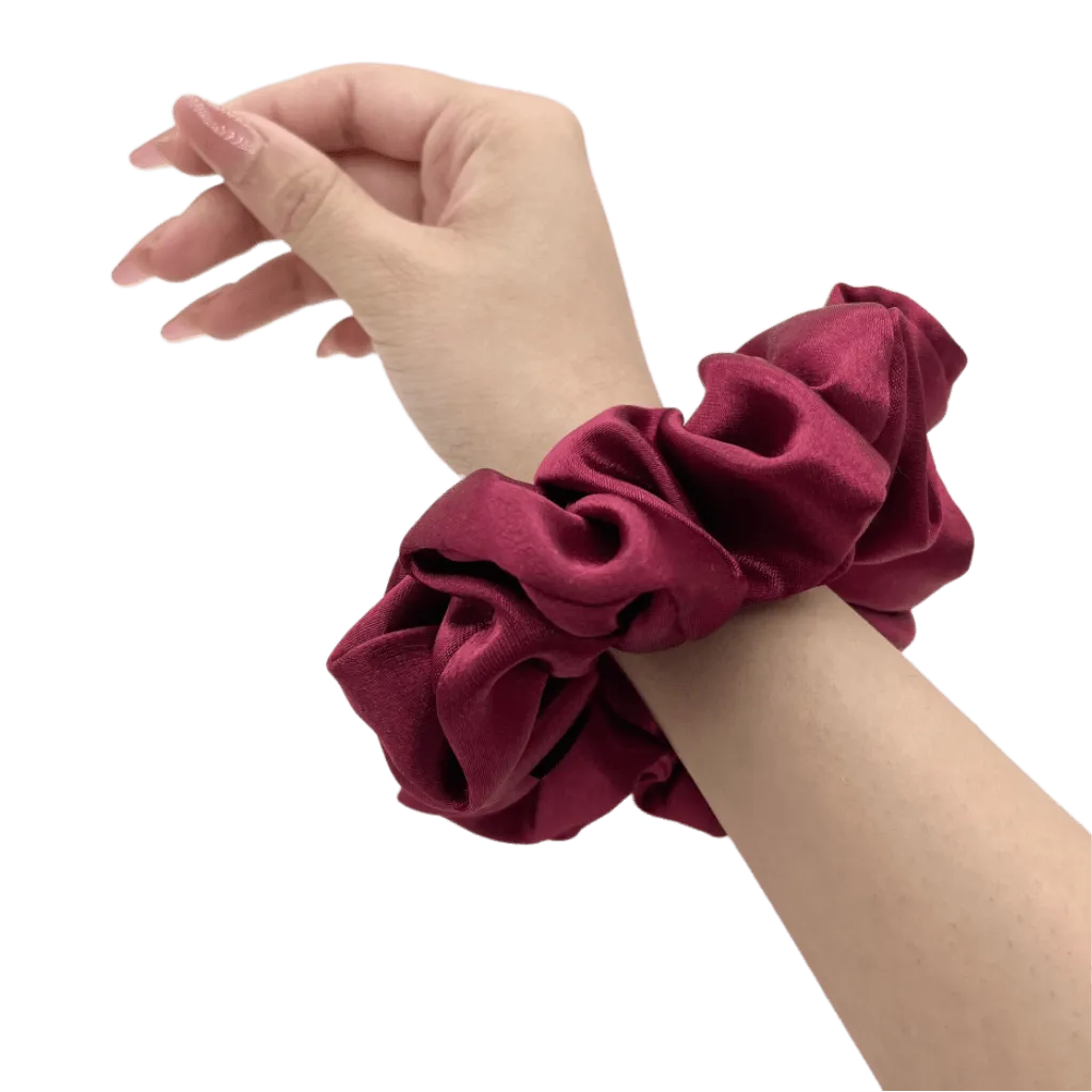 Scarlet Red Satin Silk Scrunchie