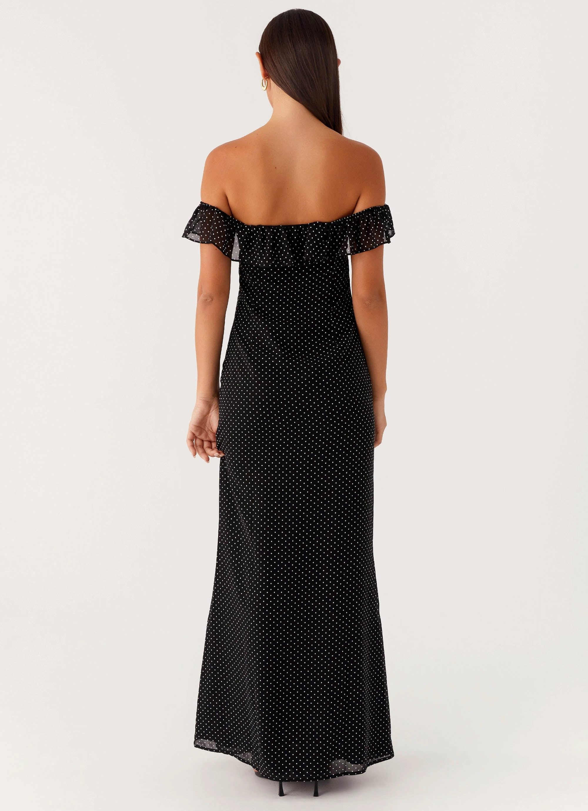 Scarlet Cherry Maxi Dress - Black Polka Dot Fresh Motion Contrast-Panel