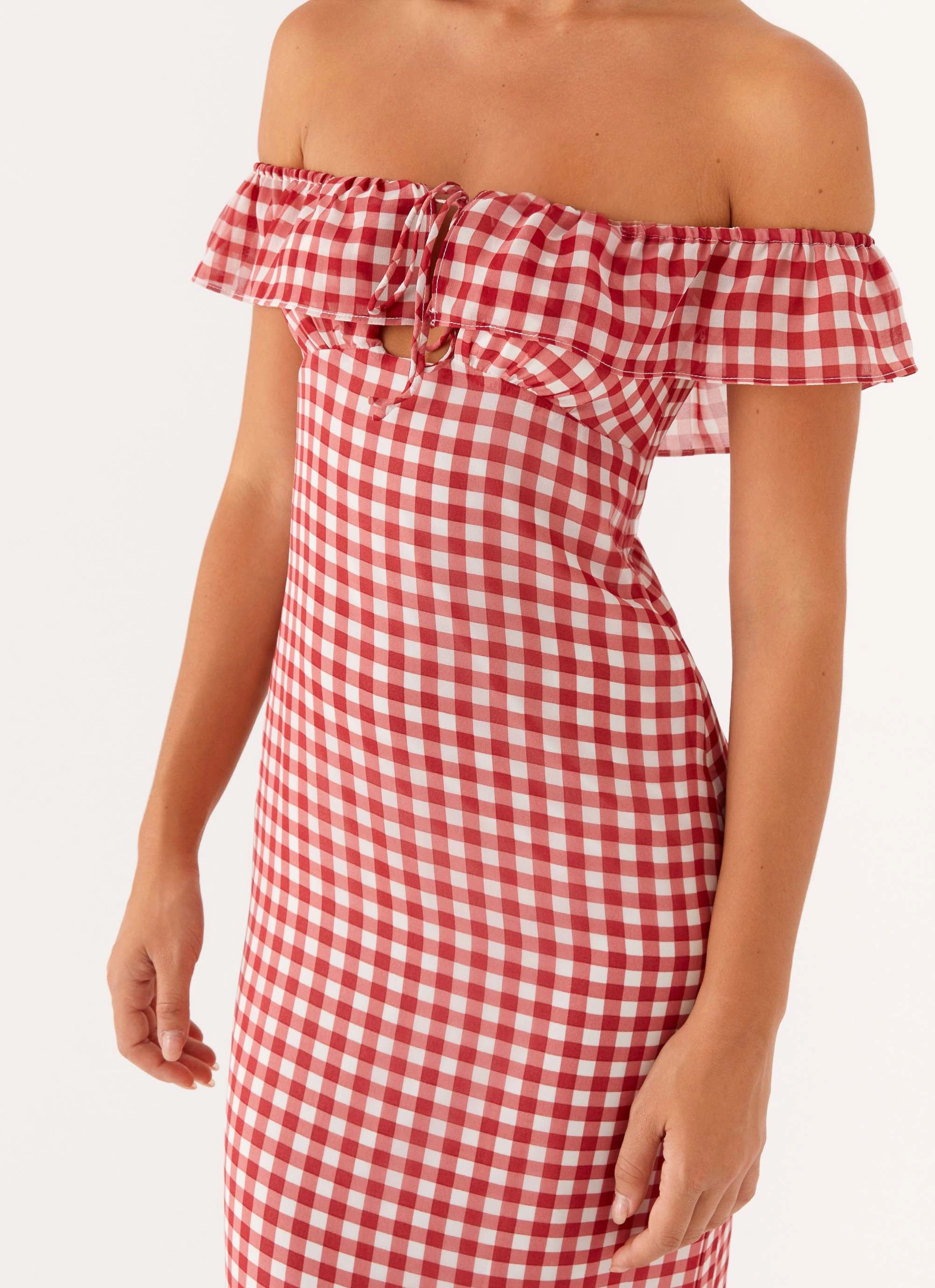 Soft Shape Day Chic Scarlet Cherry Maxi Dress - Red Gingham