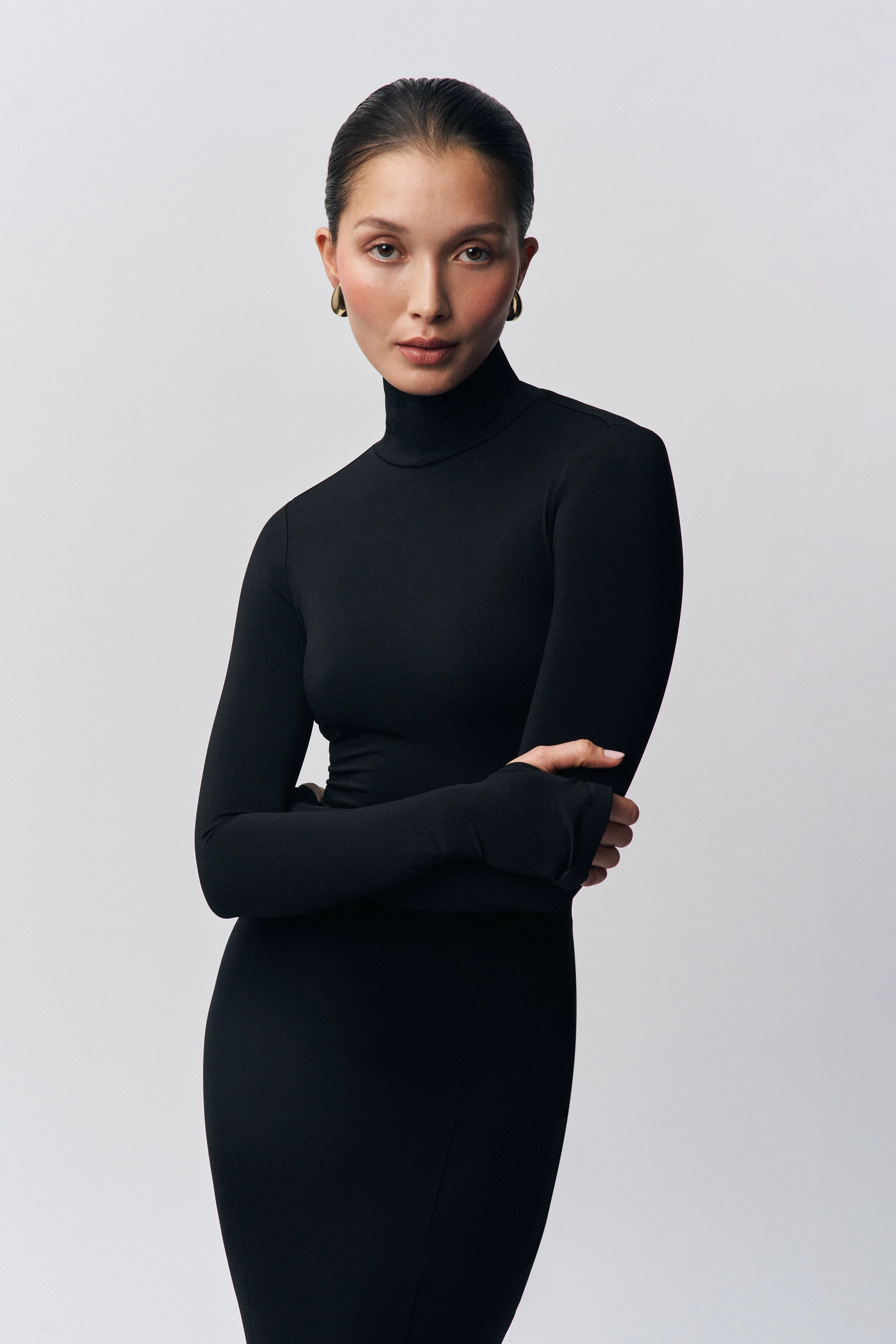 Polished office dress Velvet-Sleeve Scarlett Dress
