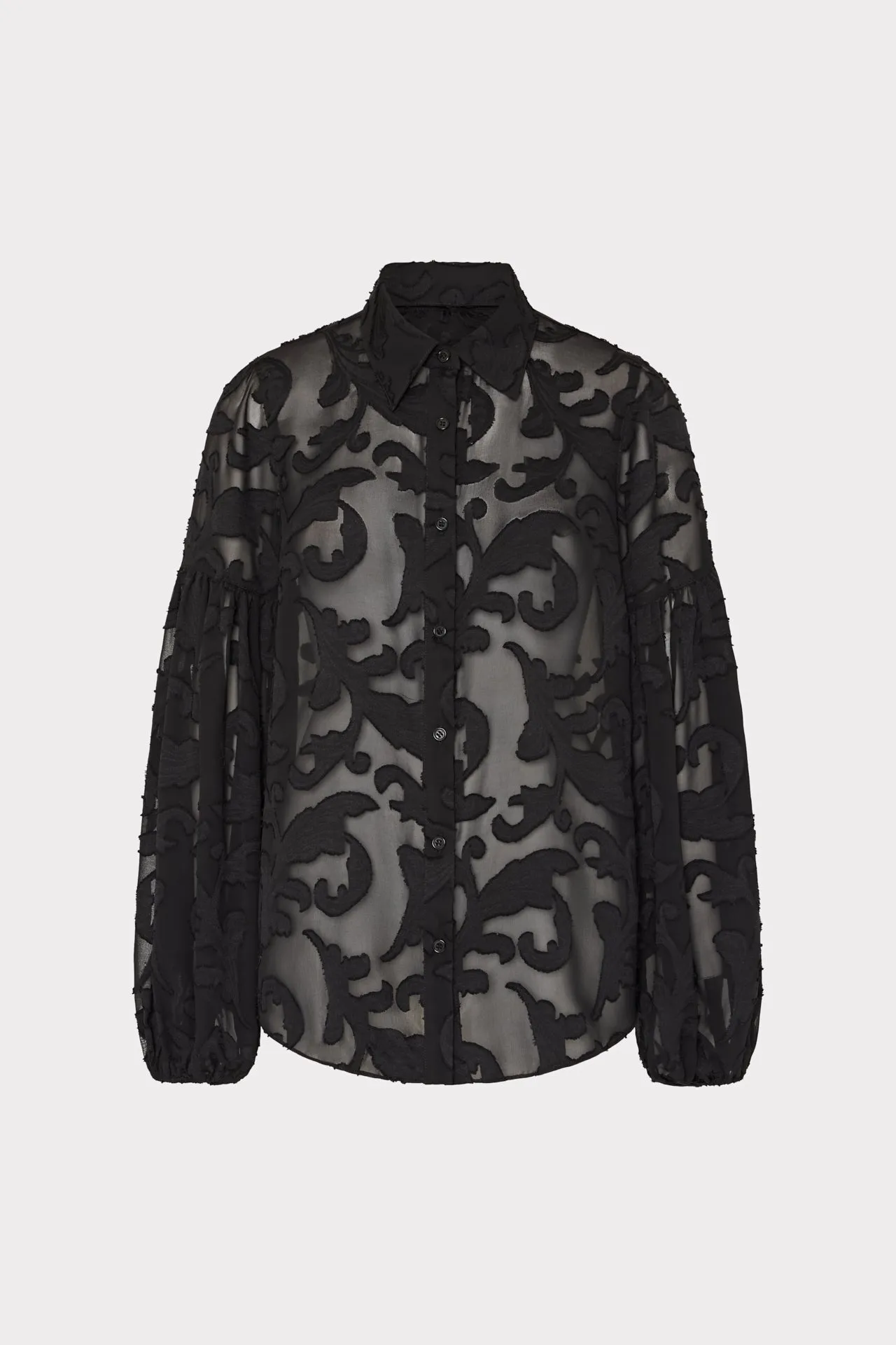 Scroll Burnout Button Up Top Odor Resistant Material
