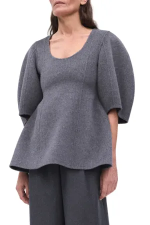 TurtleneckDesign VNeckline Sculptural Double-Faced Top