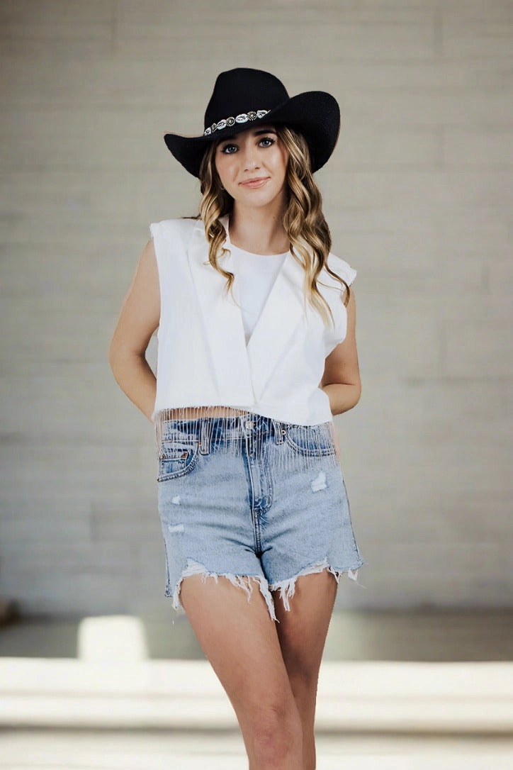 Antibacterial Fabric Rodeo Roundup Fringe Vest - FINAL SALE