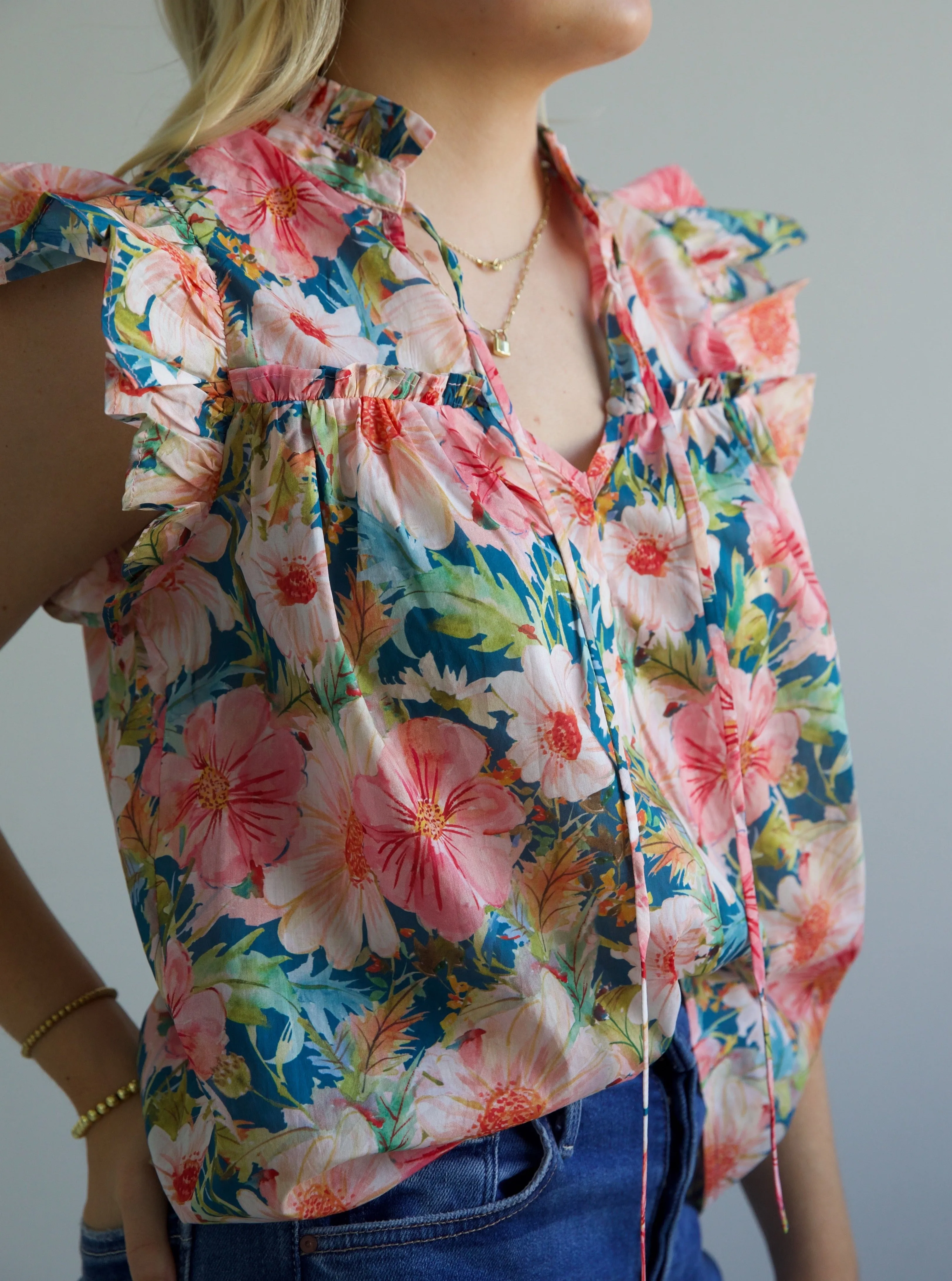 Poppy Ruffle Top Curved Hemline