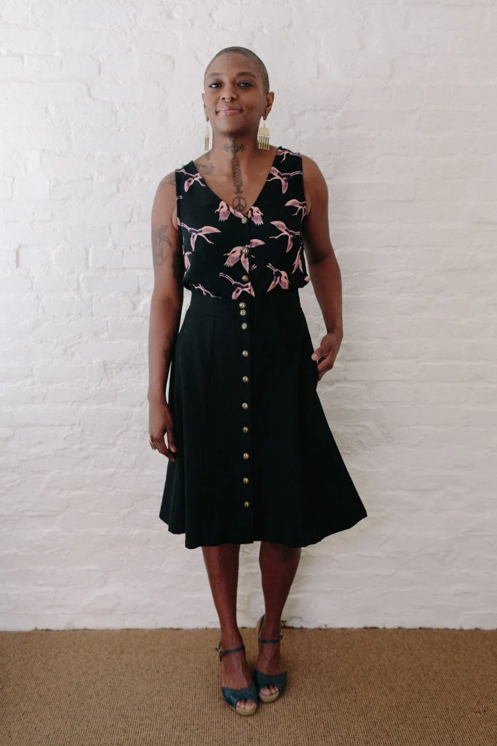 Aviva Top in Crane Crepe Reinforced Shoulder Seams
