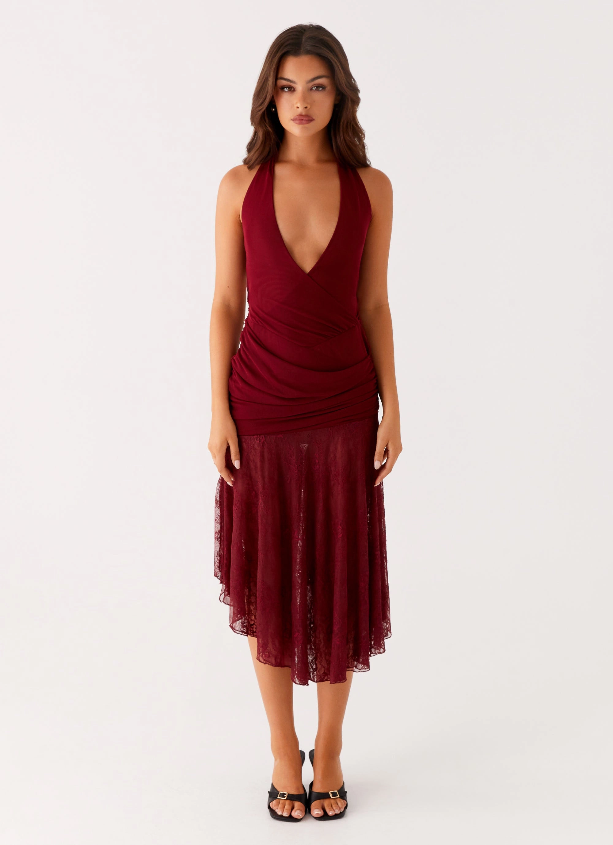 Burnout Midi Dress - Maroon Daily Form Soft Comfort