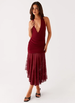 Burnout Midi Dress - Maroon Event Favorite