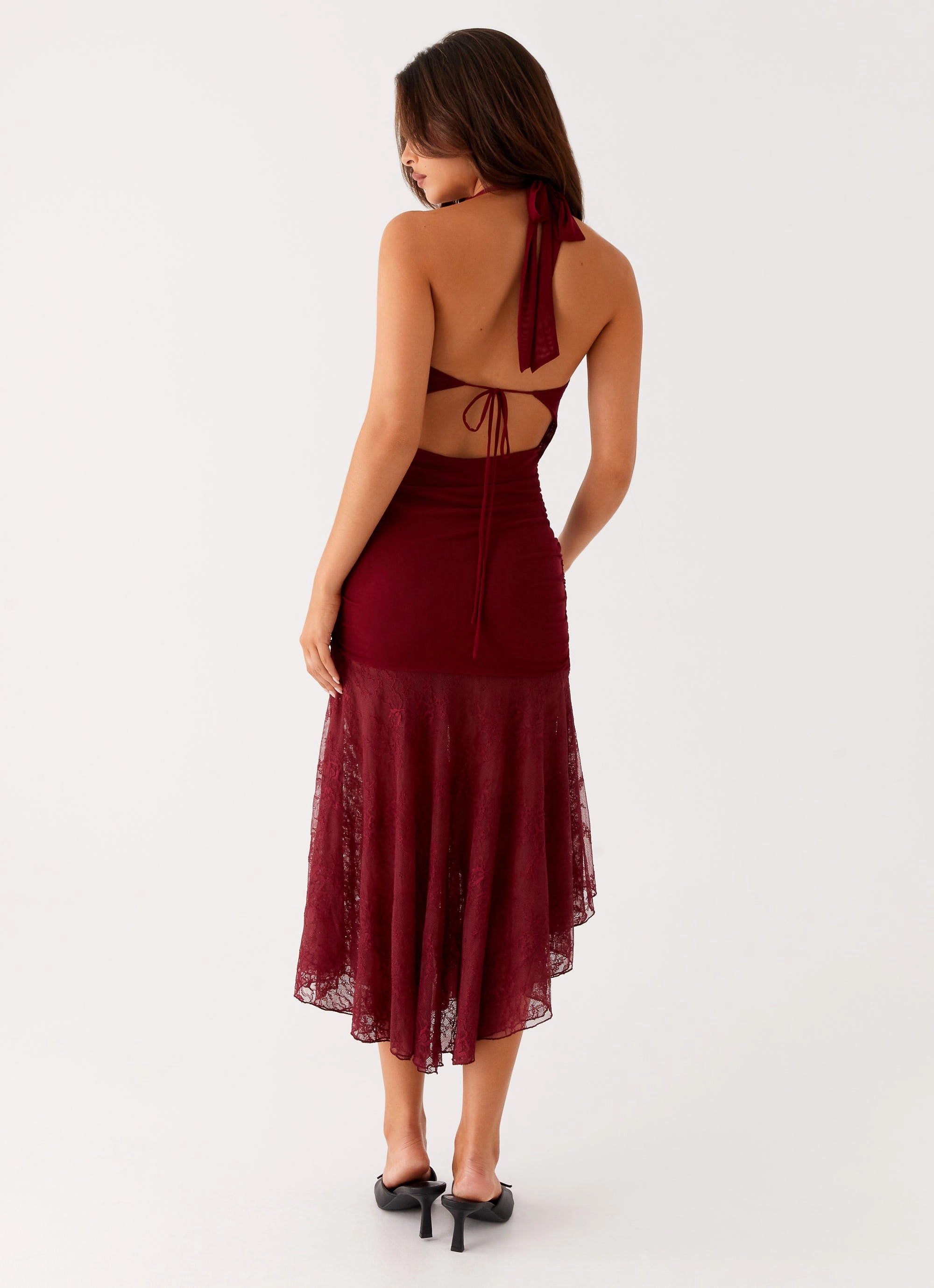 Burnout Midi Dress - Maroon All-Occasion Look Soft Drape