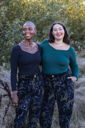Perfect Pant in Black Floral Velvet Comfy Style High-rise waist
