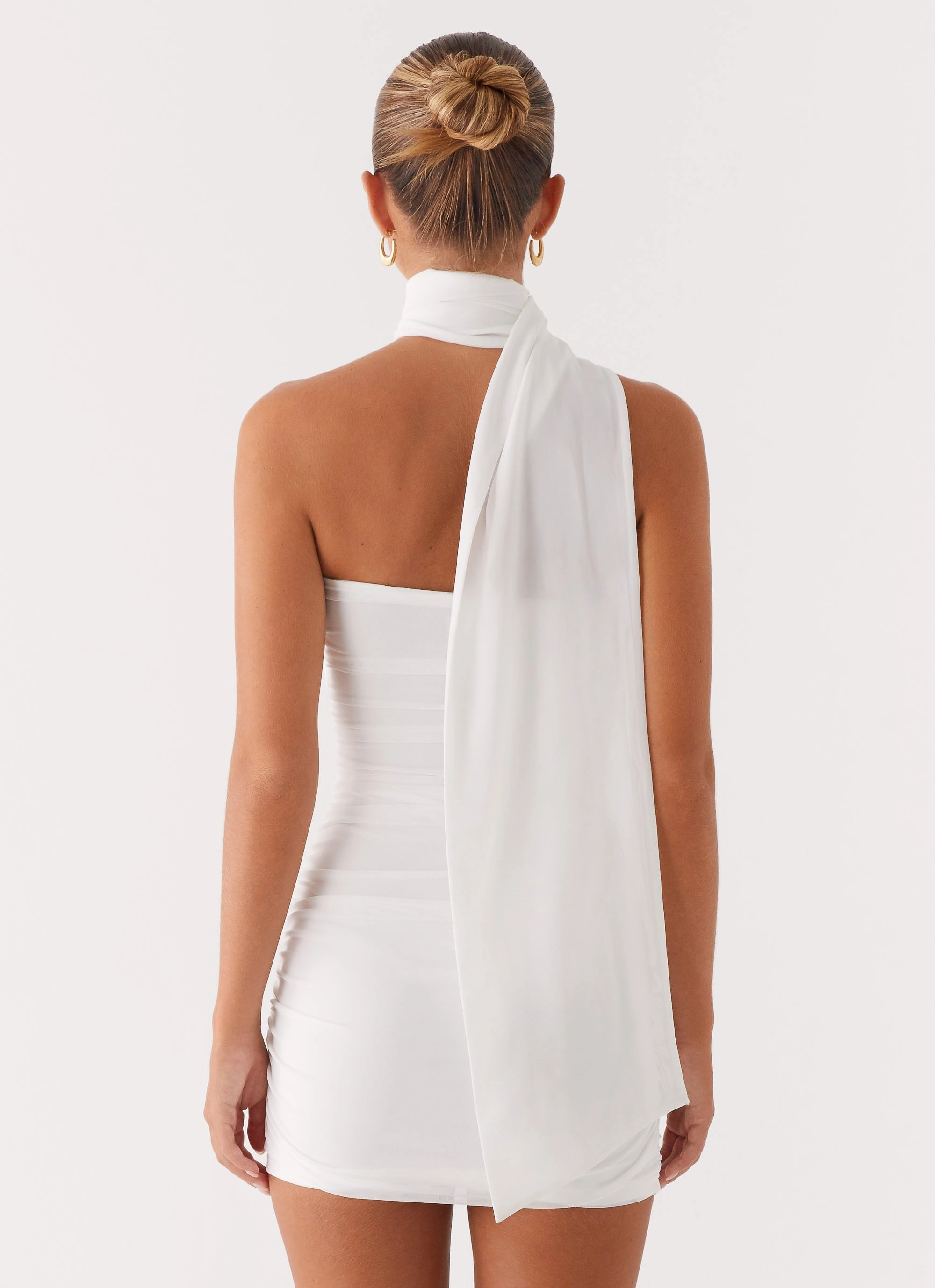 Laser Cut Edges Breaking News Mini Dress - White