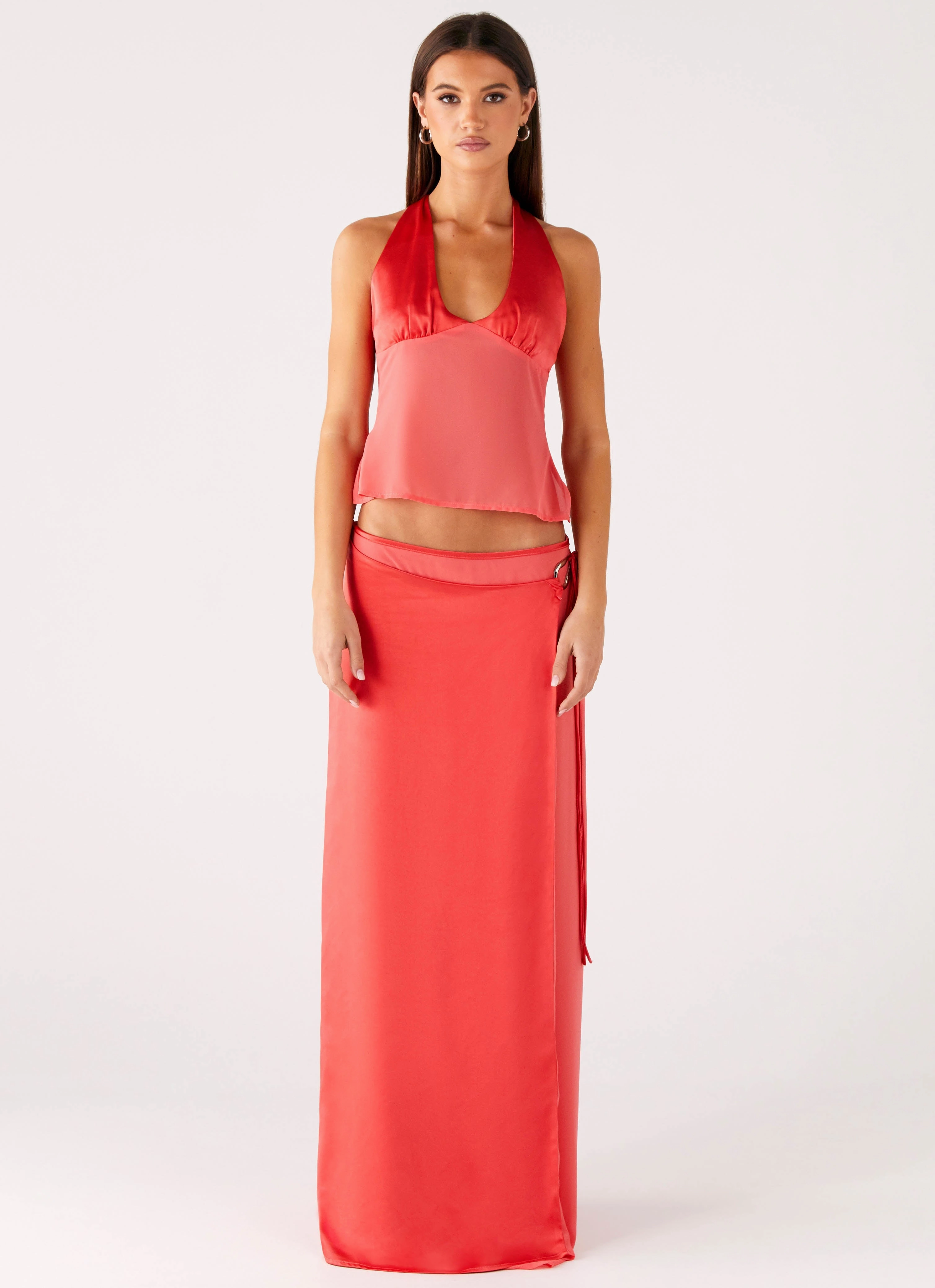 UltraSoft Blend Non Chafe Armholes Pollie Halter Top - Coral