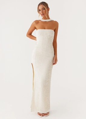 Sadie Maxi Dress - Ivory Work Favorite Elegant Waist Fit