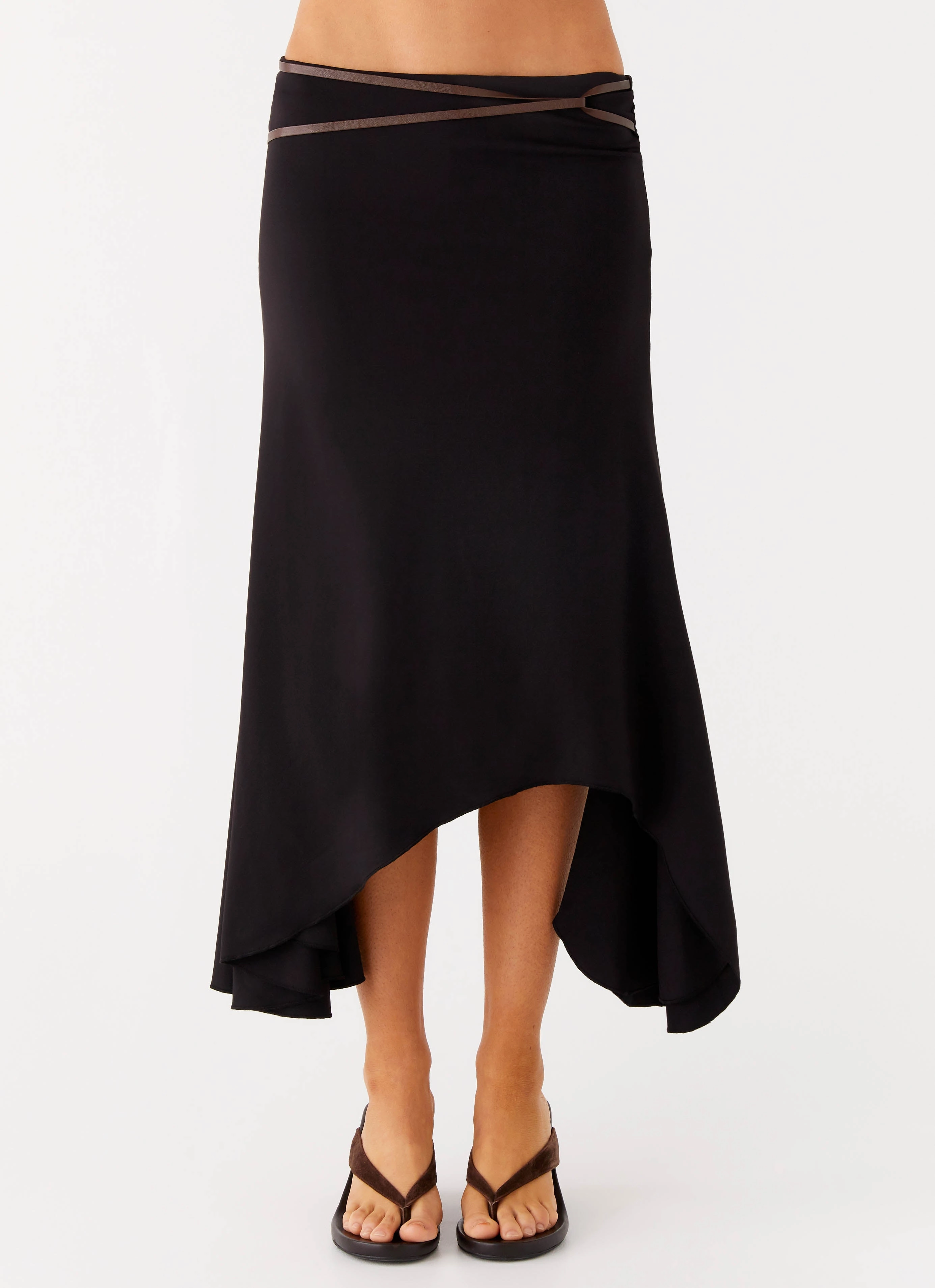 Seattle Midi Skirt - Black Recycled Polyester