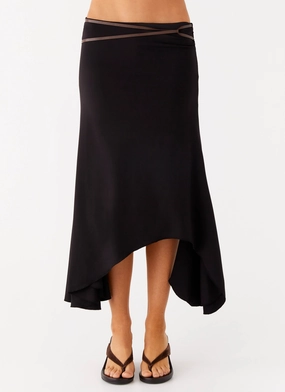 Seattle Midi Skirt - Black Recycled Polyester