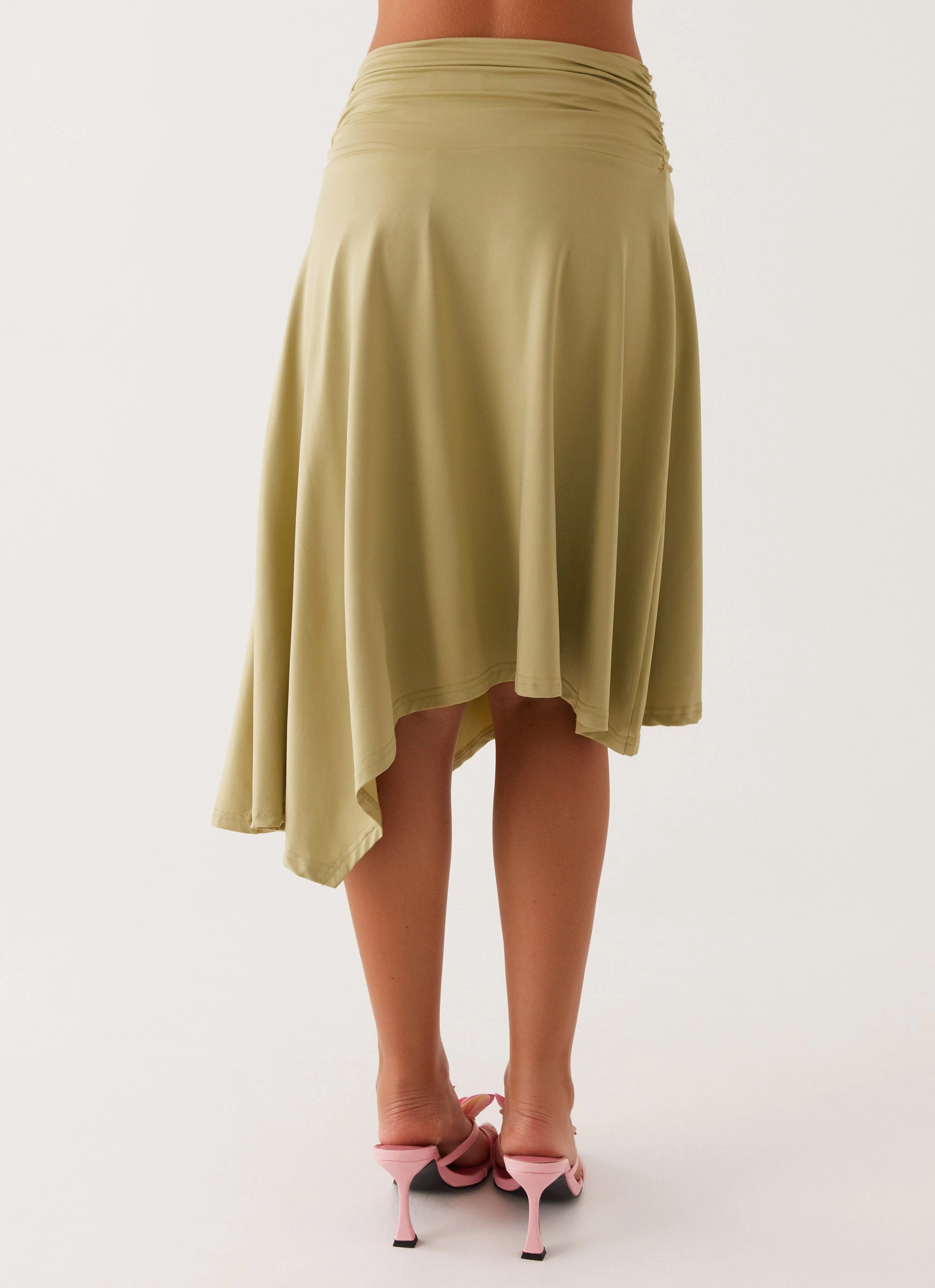 Sleek Detail Performance Fashion Dolly Midi Skirt - Green