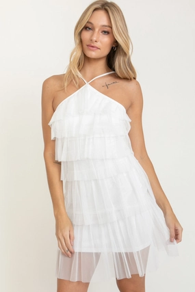 Style Option Selena Ruffle Dress - White