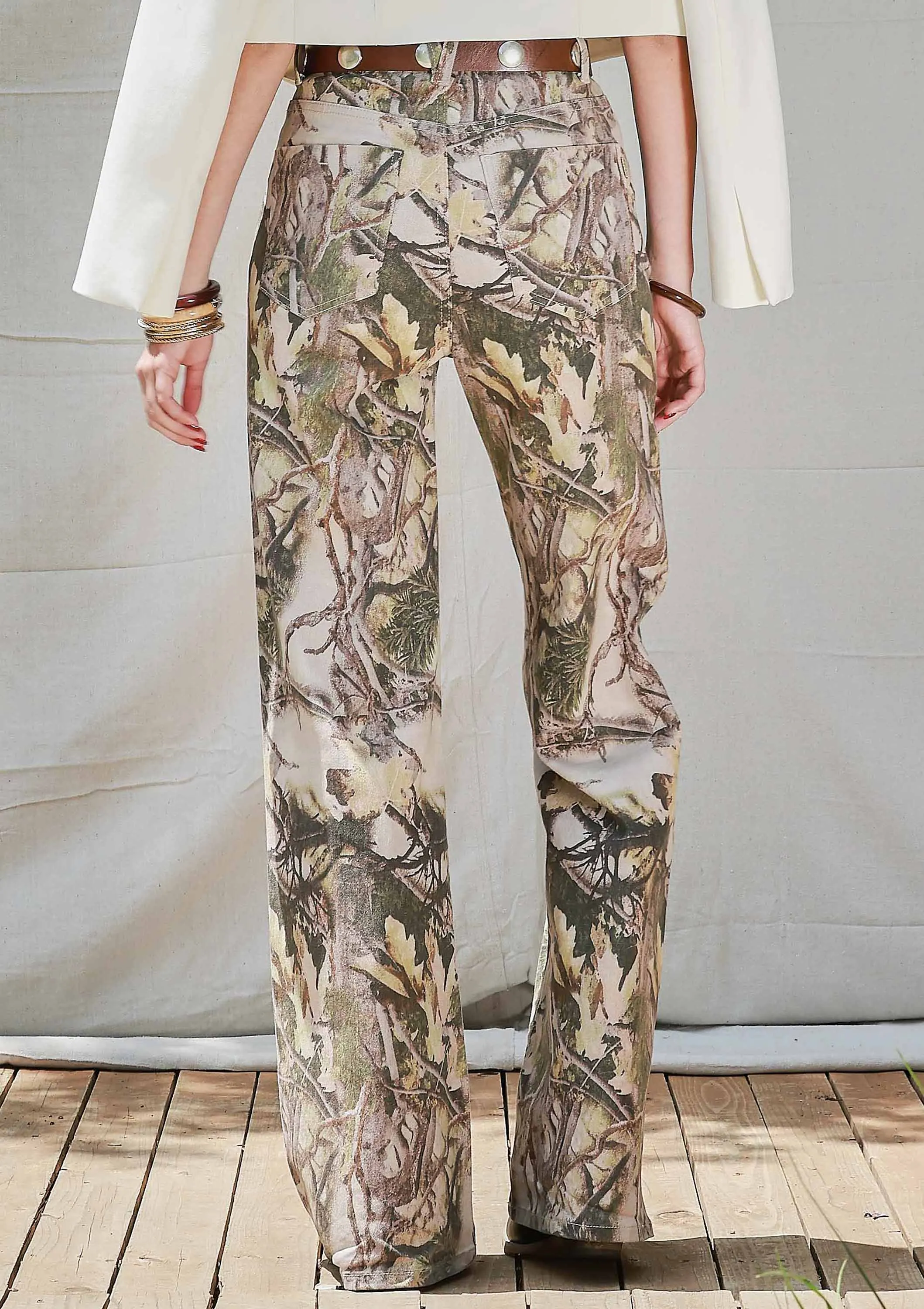 Combat Muse Camo Wide-Leg Jeans Feminine Cut