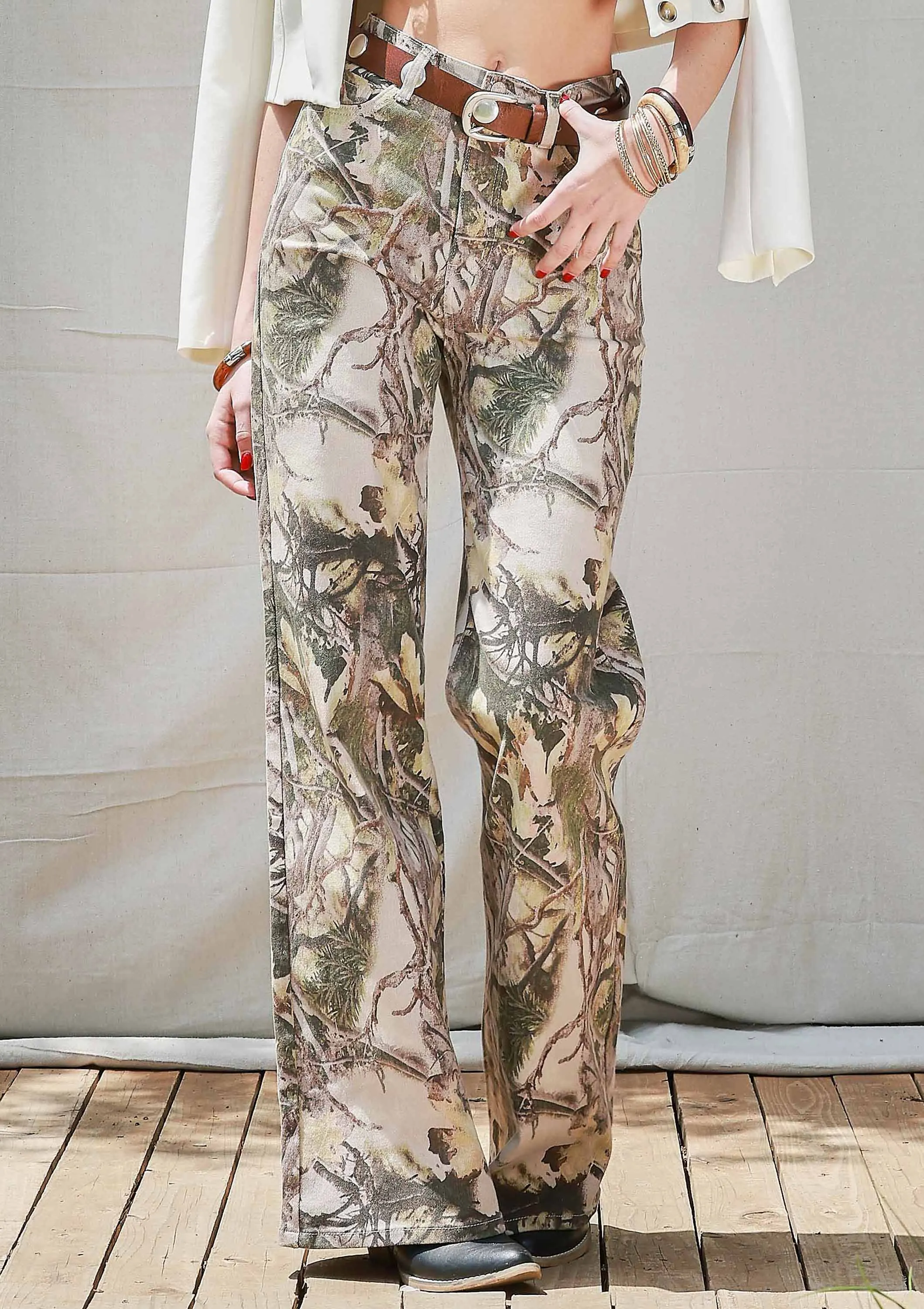 Flat Seams Combat Muse Camo Wide-Leg Jeans