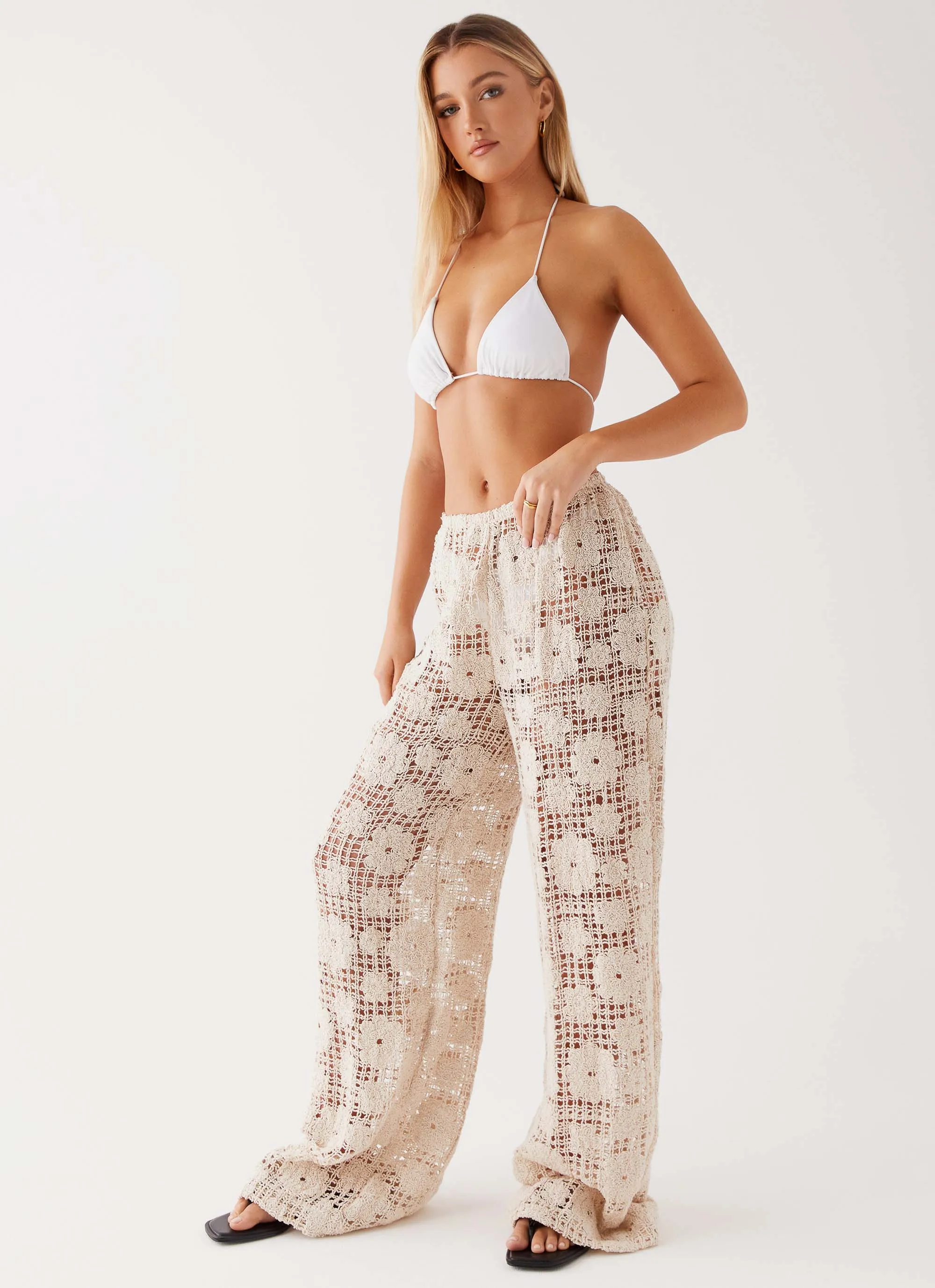 Shell Beach Crochet Pants - Ivory Flexible Comfort Wear All Season Wear
