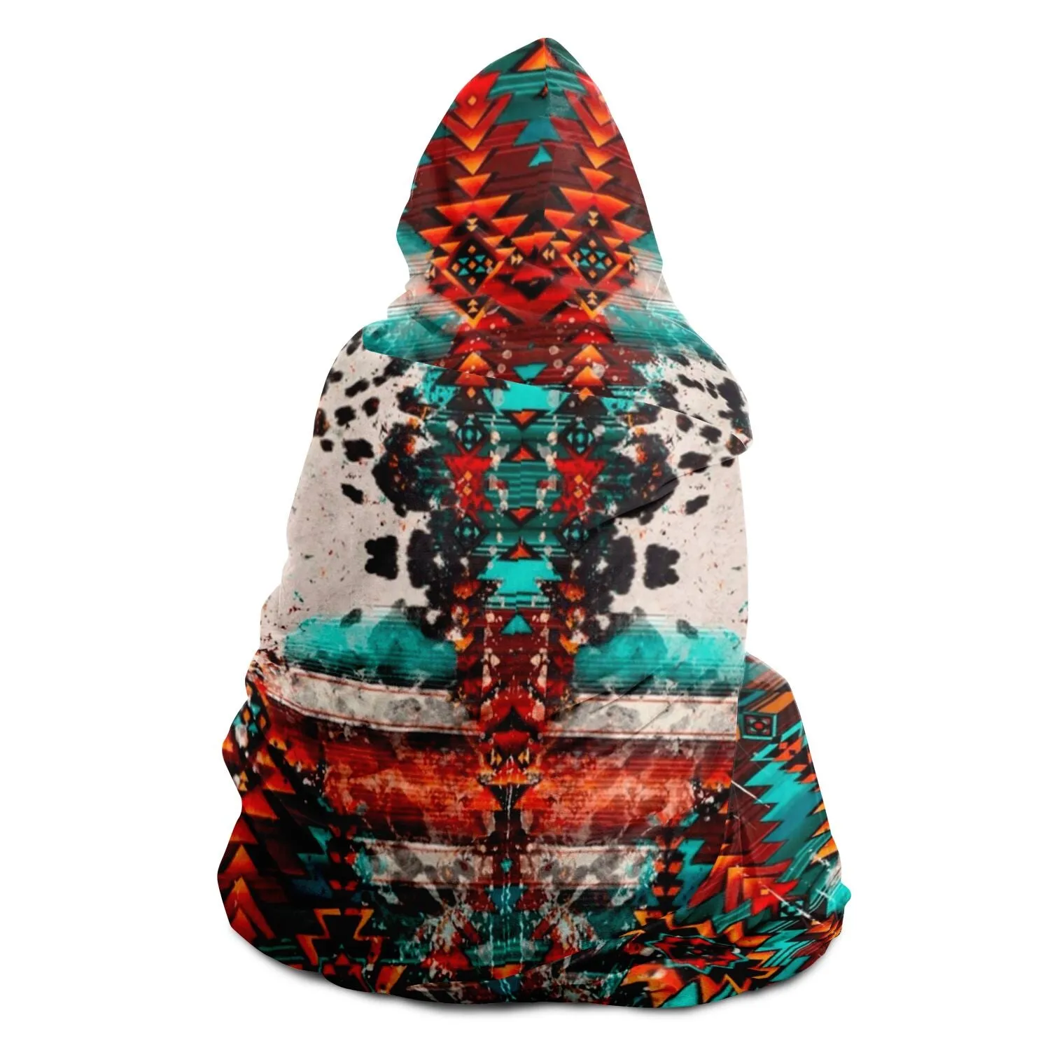 Serape Aztec Cow Print Hooded Blanket - All-Over-Print