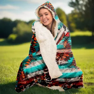 Serape Aztec Cow Print Hooded Blanket - All-Over-Print
