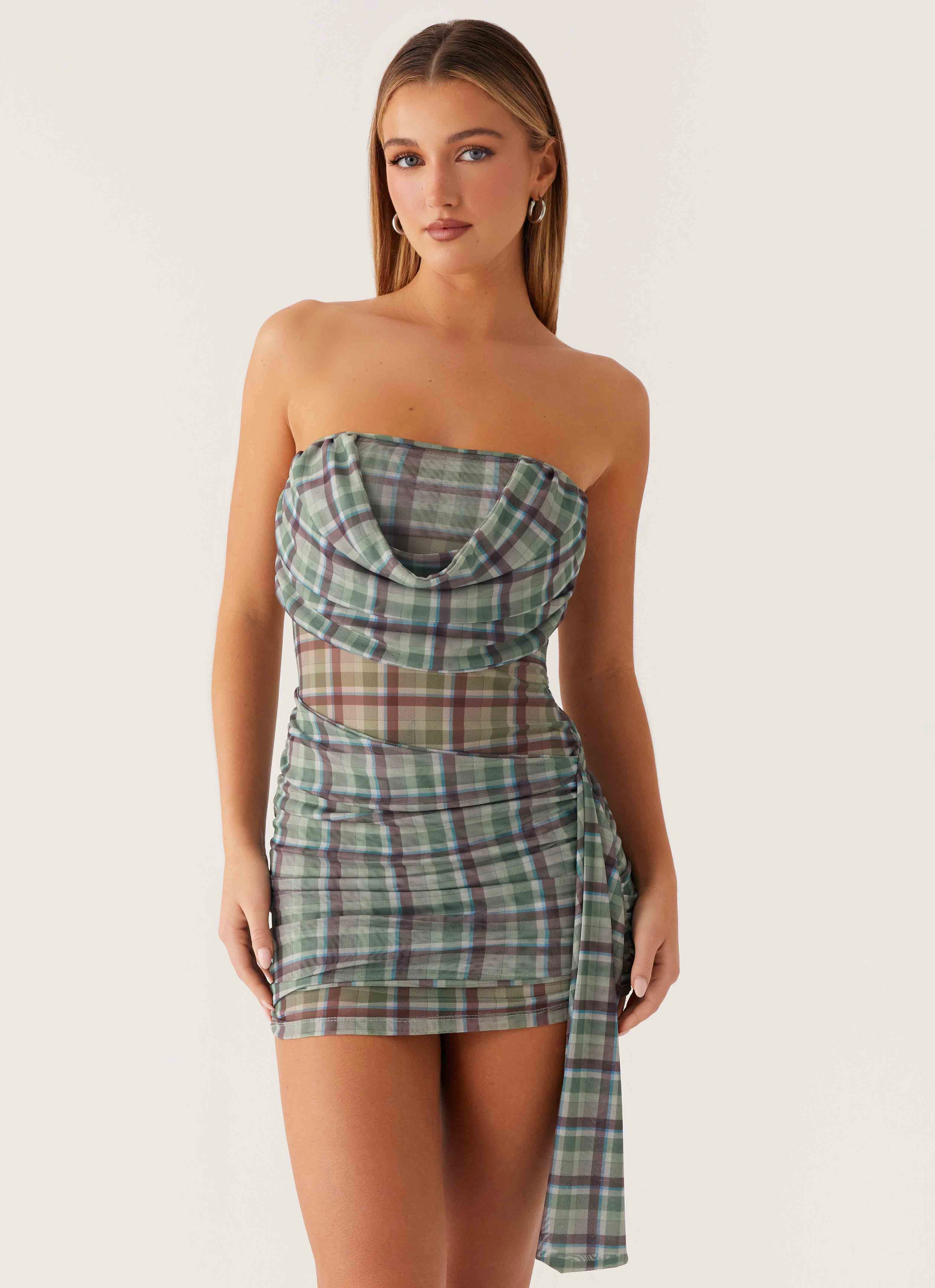 Sunny Lace Seren Mini Dress - Cedar Check