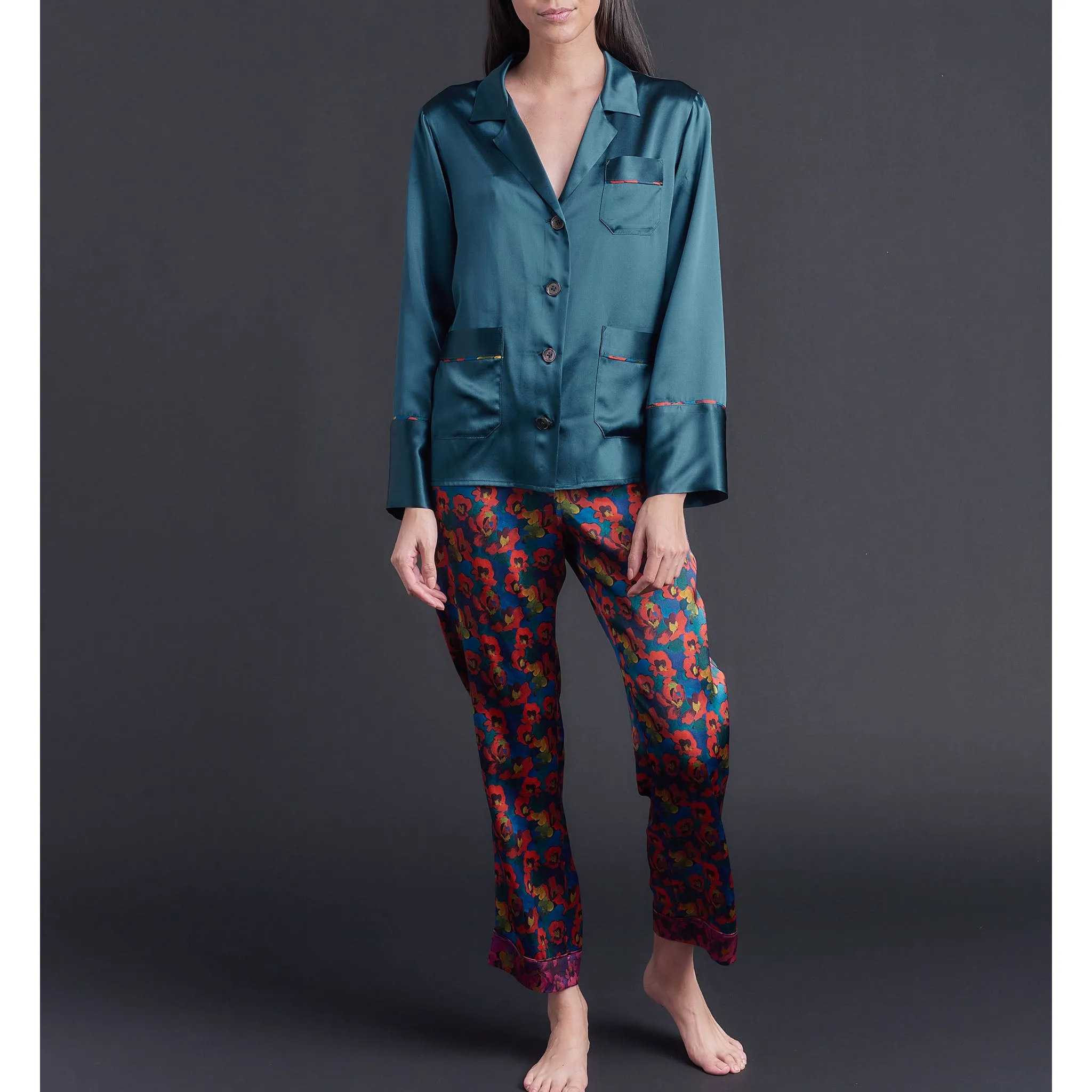 Serena Pajama Pant in Gemma Rose Liberty Print Silk Charmeuse