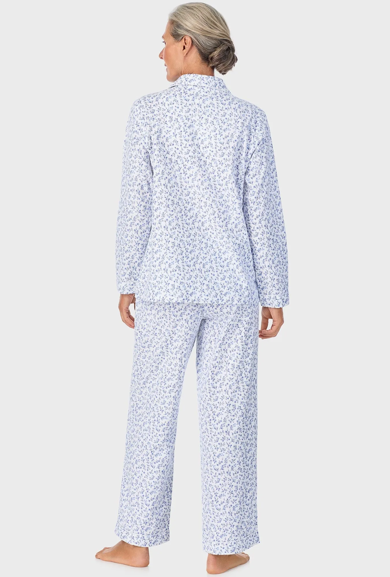 Serenity Blue Floral Notch Collar PJ Set